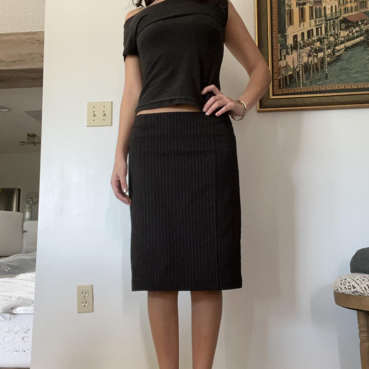 Pinstripe midi pencil skirt Labeled size 6 shown... - Depop