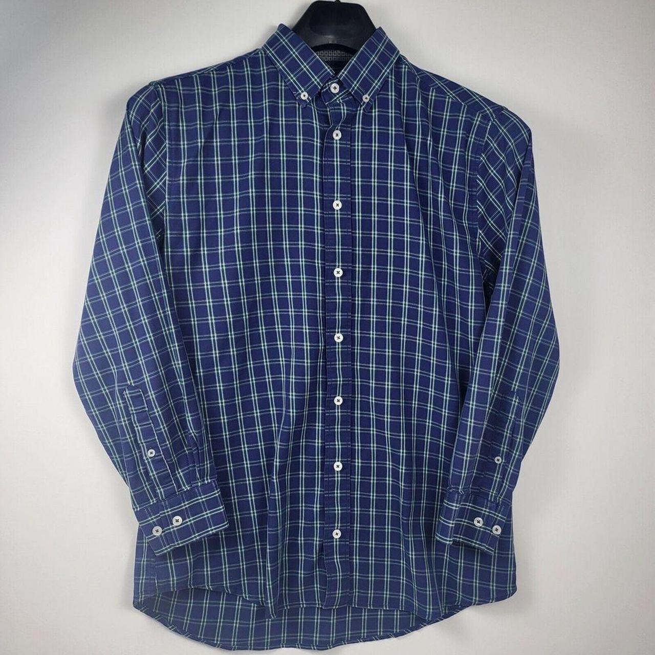 NICK GRAHAM Shirt Mens Size Large Blue Plaid Long... - Depop