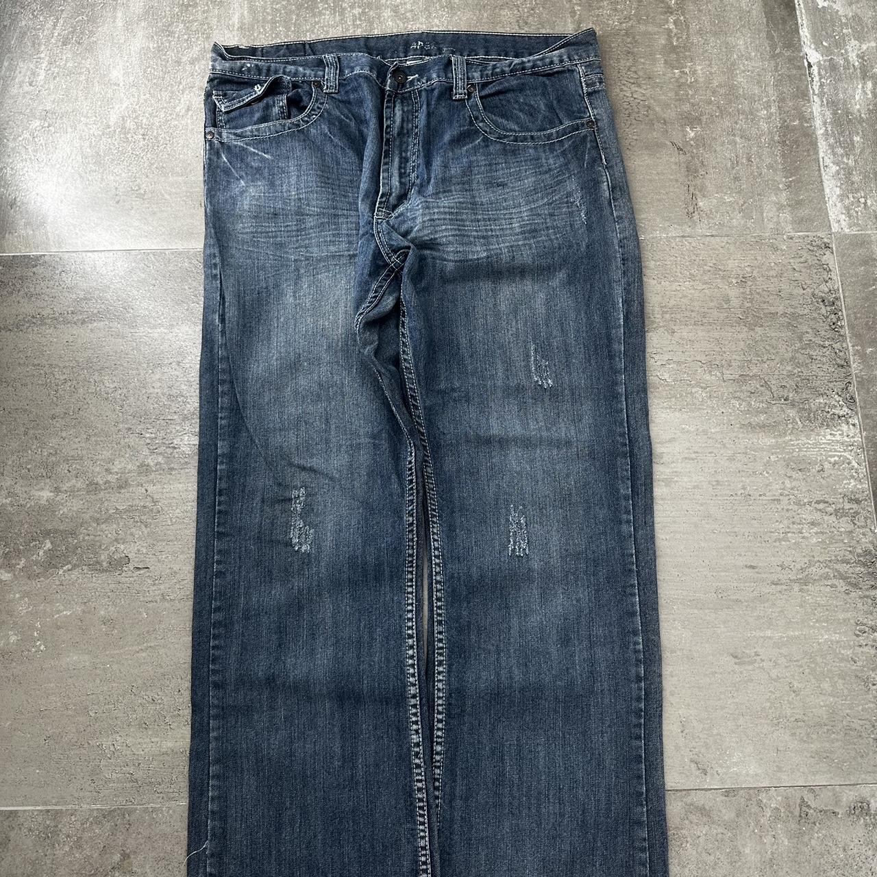 【HI FI FNK】Dust Washed Jeans Womens Rhinestone Jeans High Waist Sright Leg Y2K Denim