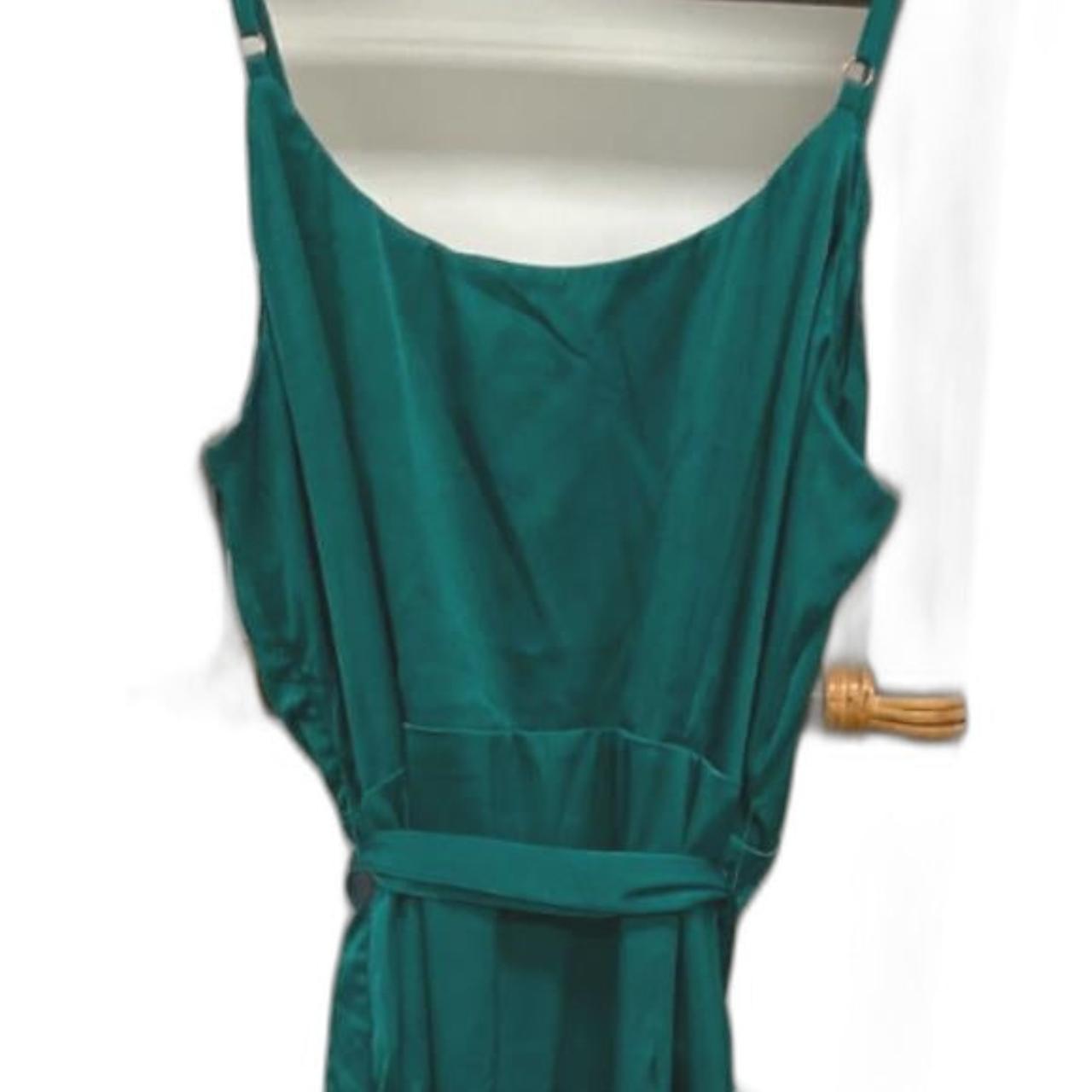 Chancery Pippa Pleated String Strap Dress Emerald... | Depop