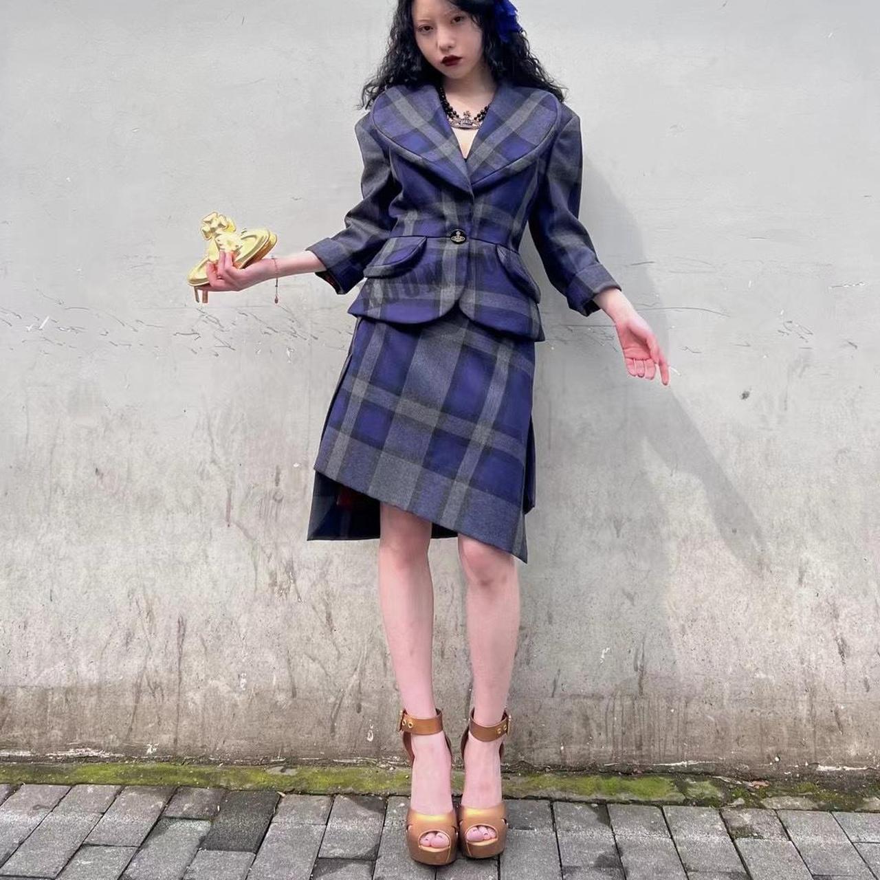 Purple Womens Tartan Suit Women's Suit Jacket Black Colour With