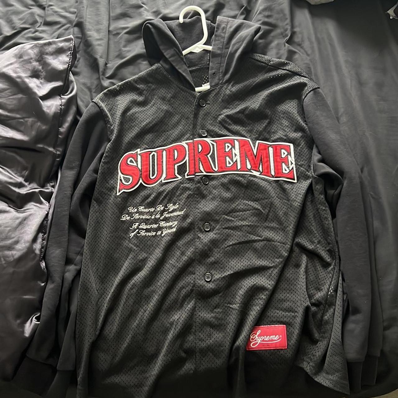 Supreme Mesh Hooded L S Baseball Jersey