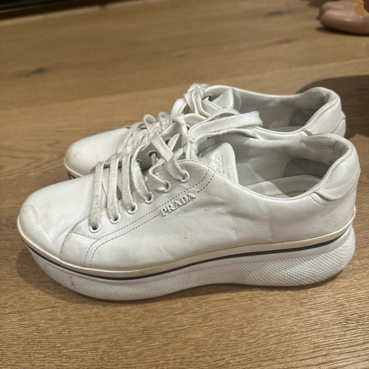 White Prada platform sneakers Genuine leather Size. Depop