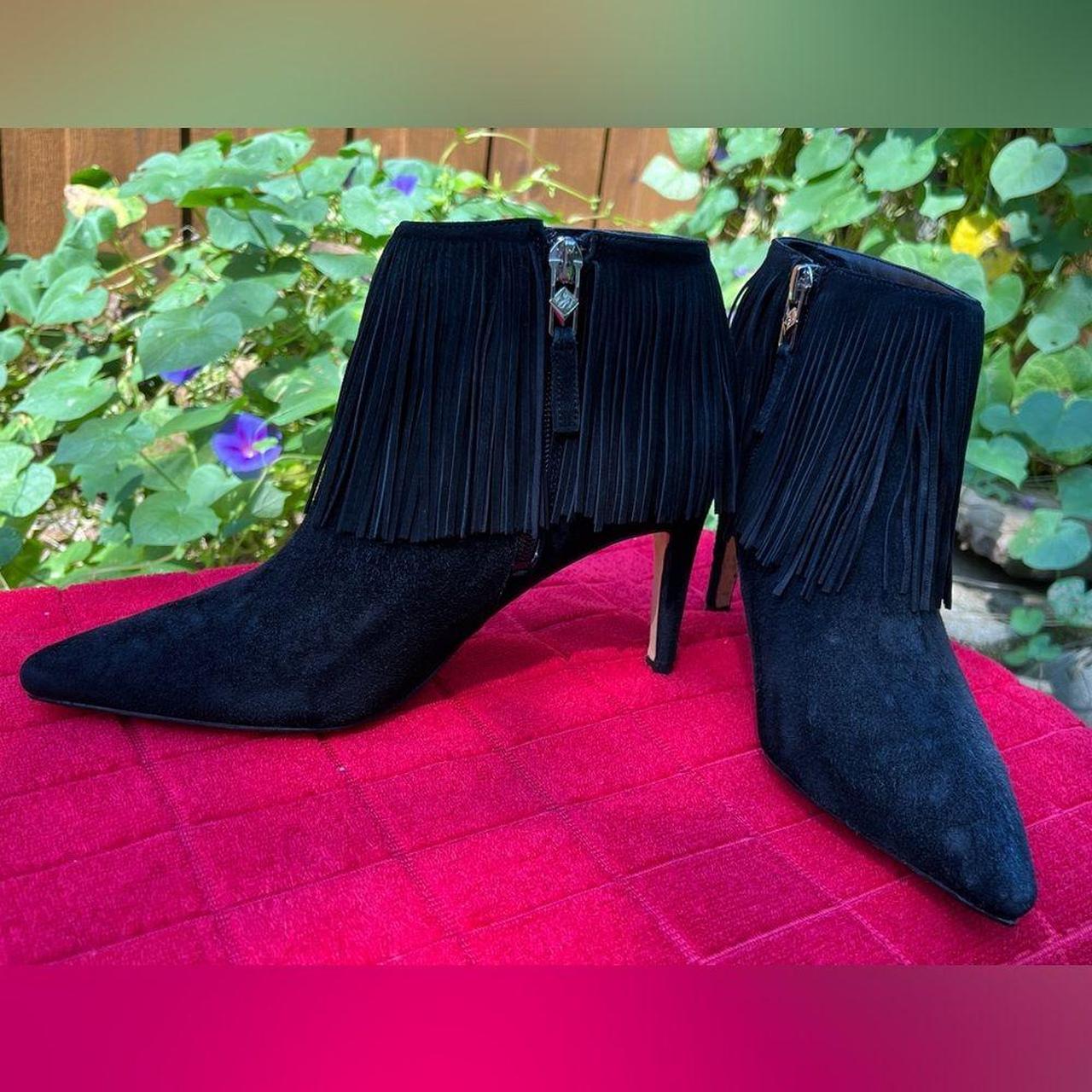 Sam Edelman Kandice Suede Fringe High Heel Booties. Depop