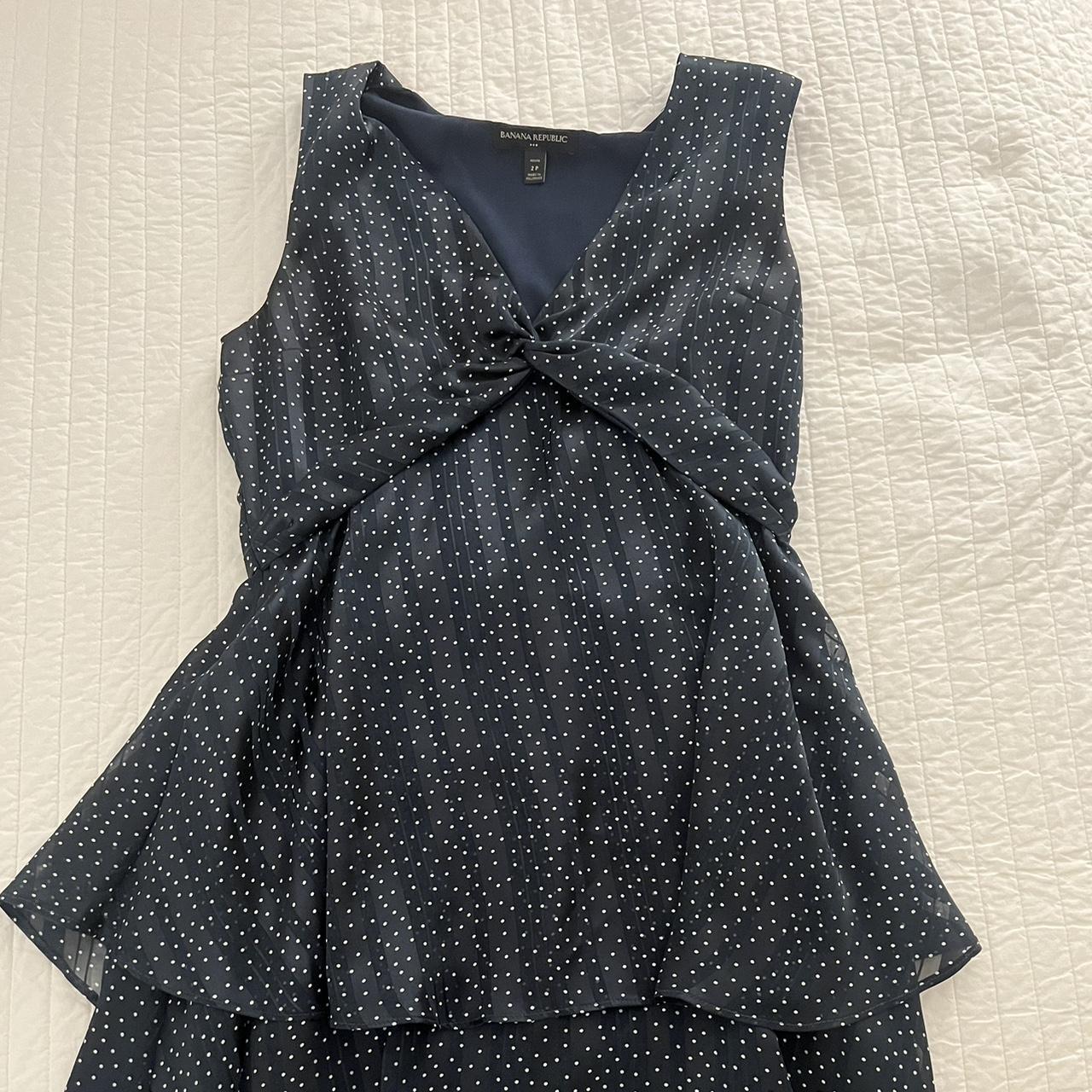 Banana Republic Navy Blue Polka Dot Dress Size 2. Depop