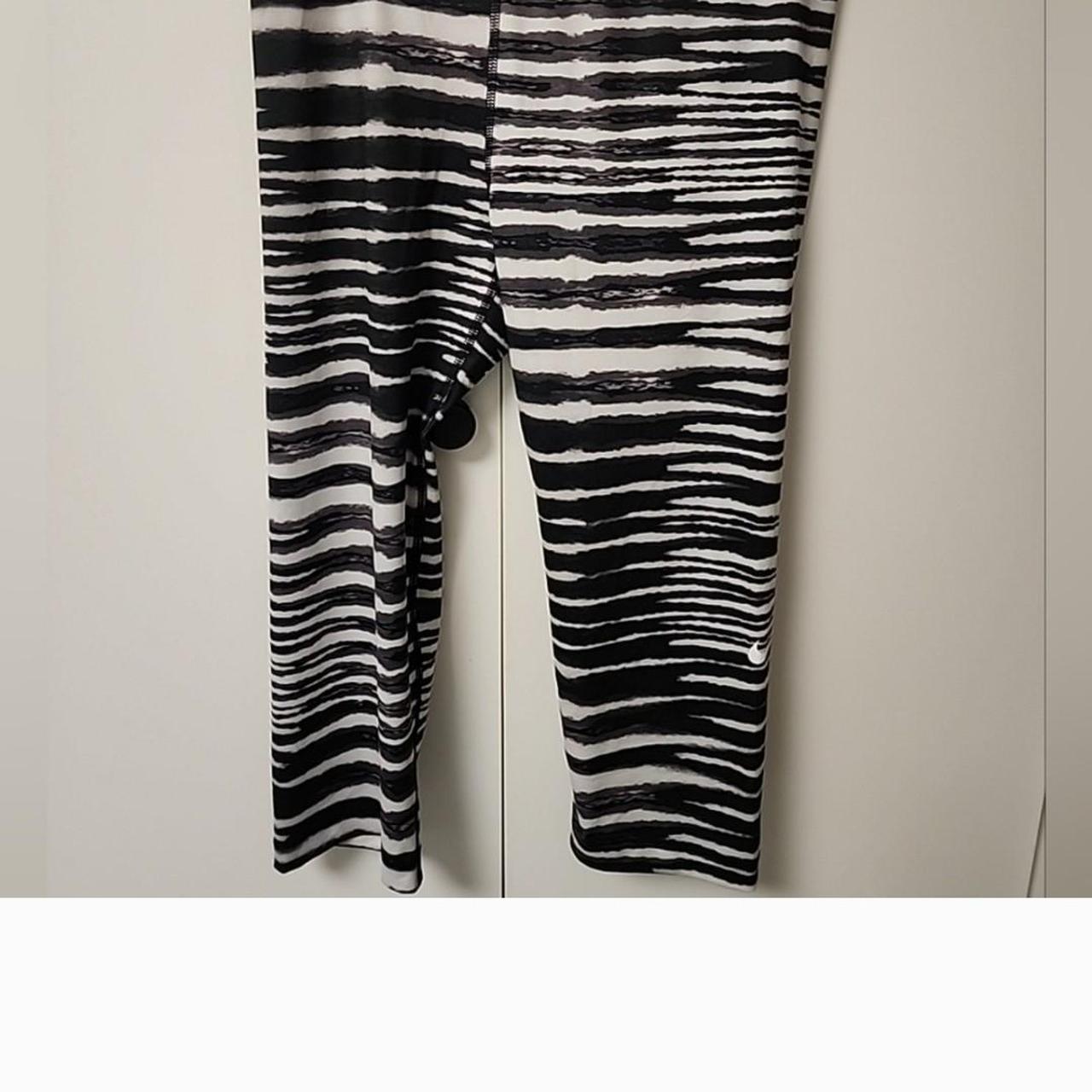 NIKE Pro dri fit Capri leggings zebra print Retro Depop