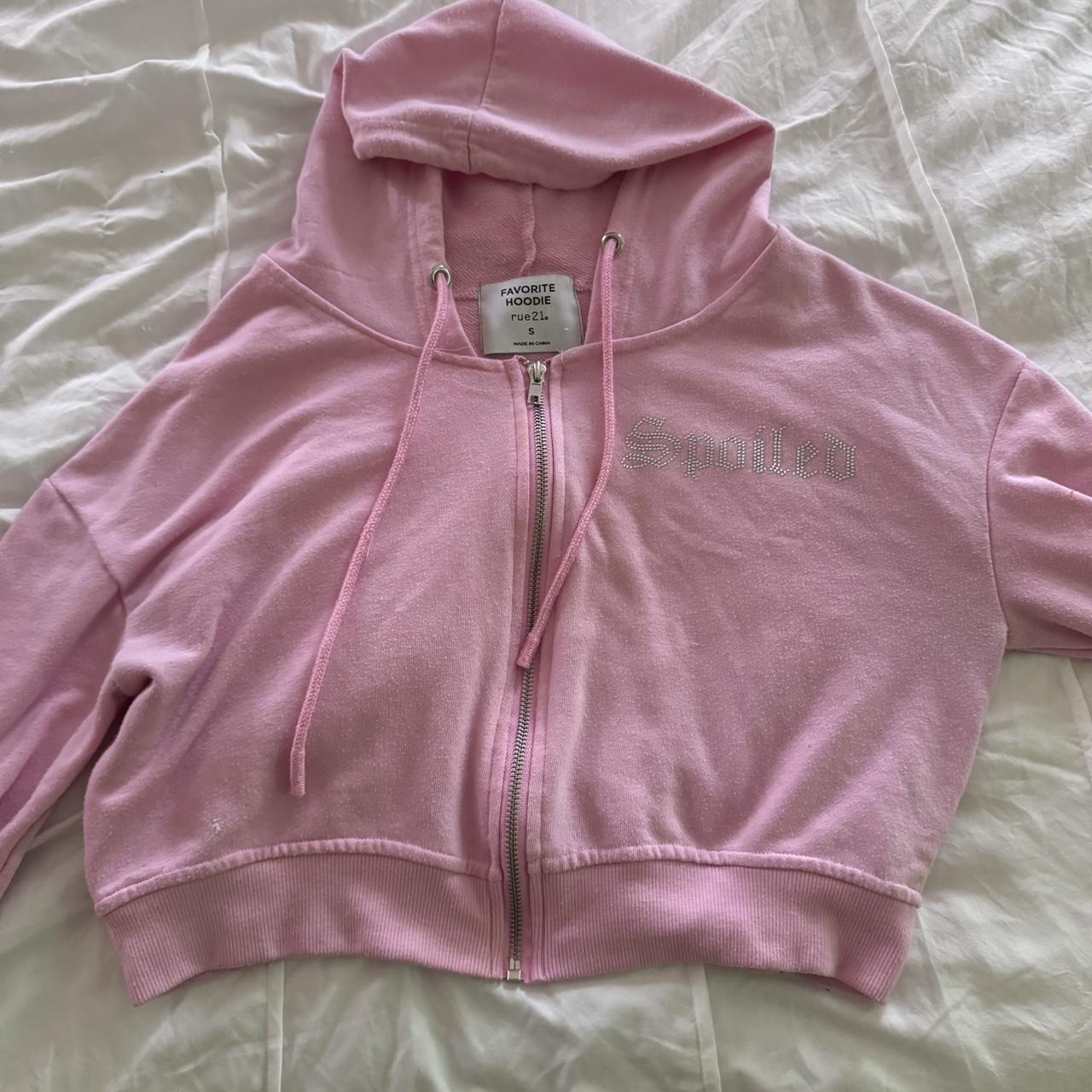 Pink cropped zip up hoodie hoodies