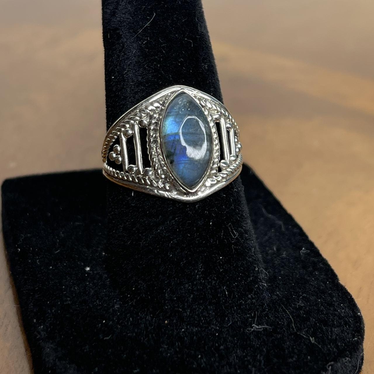 Women's Ring - Silver/Blue – Solid sterling ring … - image 3