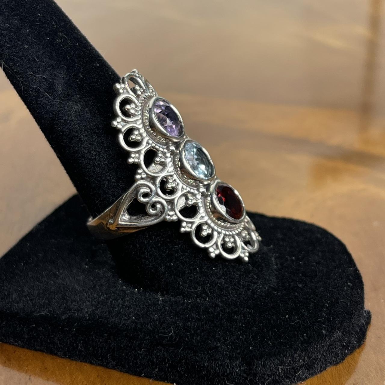 Women's Ring - Silver/Multi – Solid sterling silv… - image 3