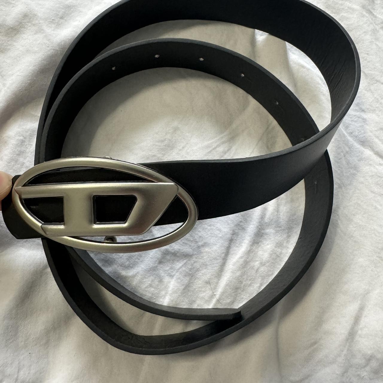 diesel belt black and silver