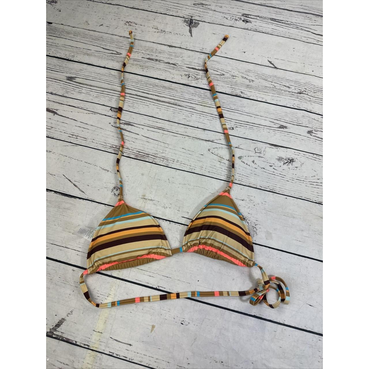 Aerie Striped Triangle String Bikini Top Medium... - Depop