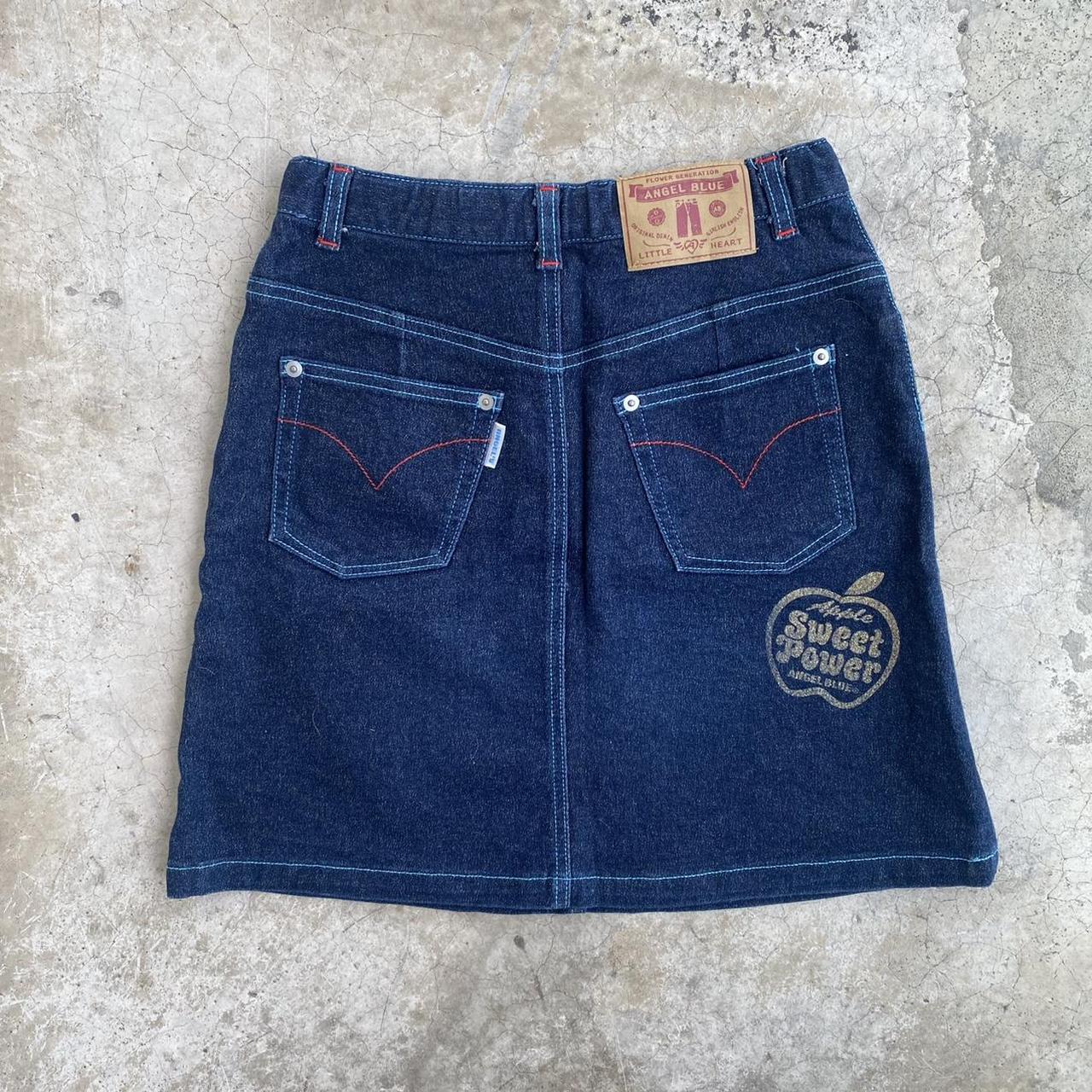 Authentic Angel Blue Japan glittery dark denim skirt... Depop