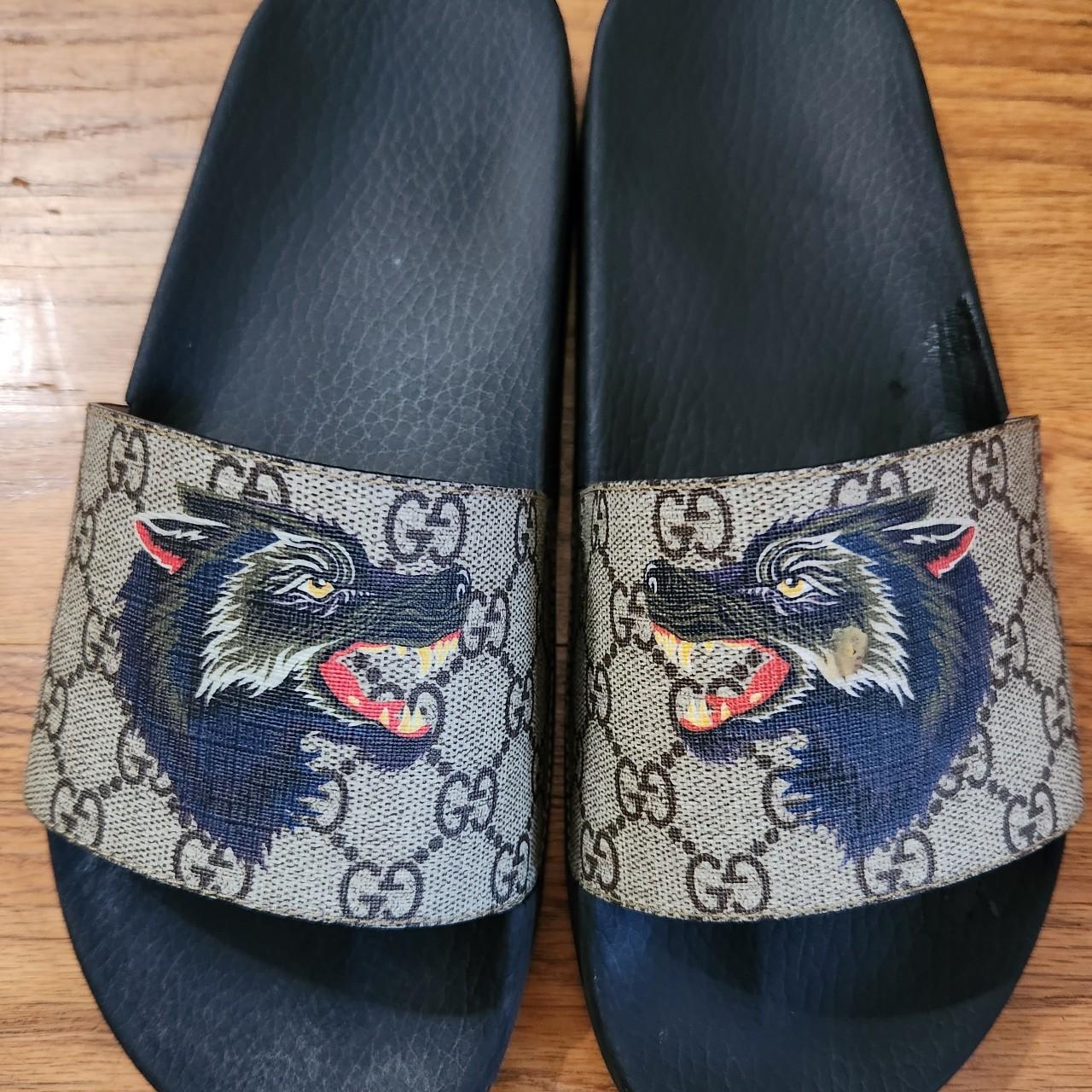 Gucci GG Supreme Monogram Wolf Mens slide size 8 UK