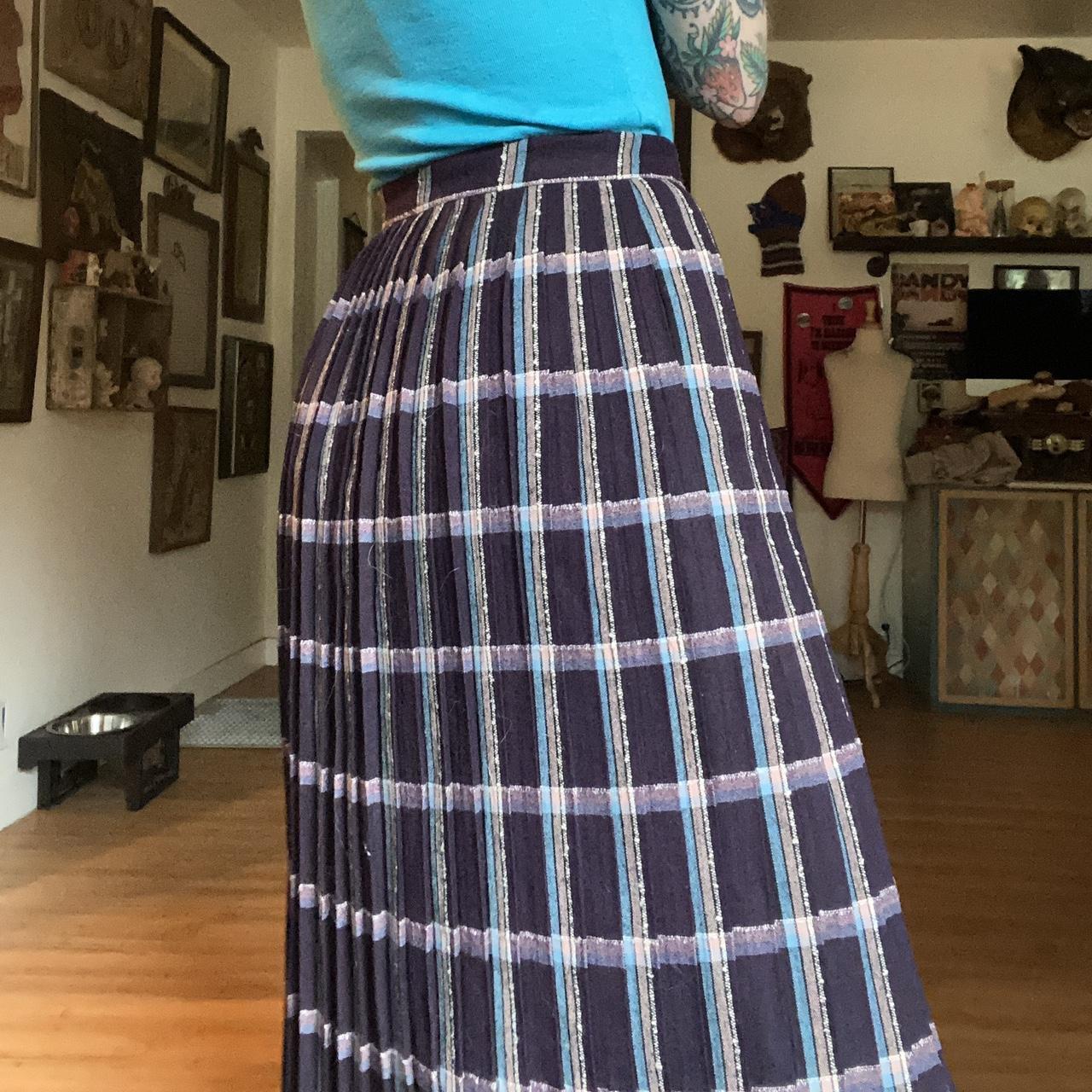 Light blue 2024 plaid midi skirt