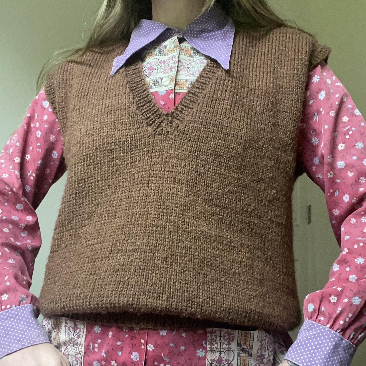 60s 70s vintage brown wool blend sweater Depop