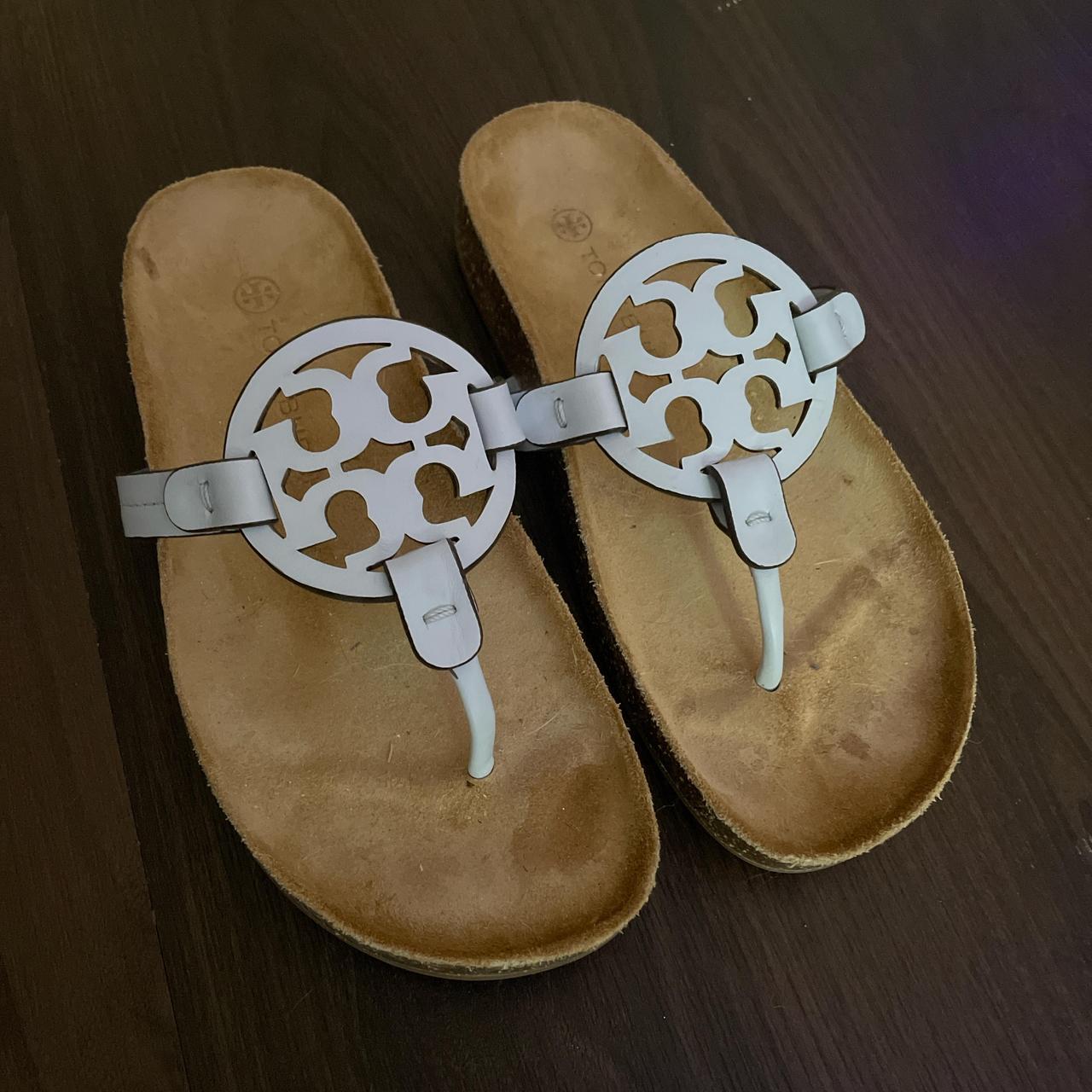 baby blue tory burch sandals used with minor. Depop