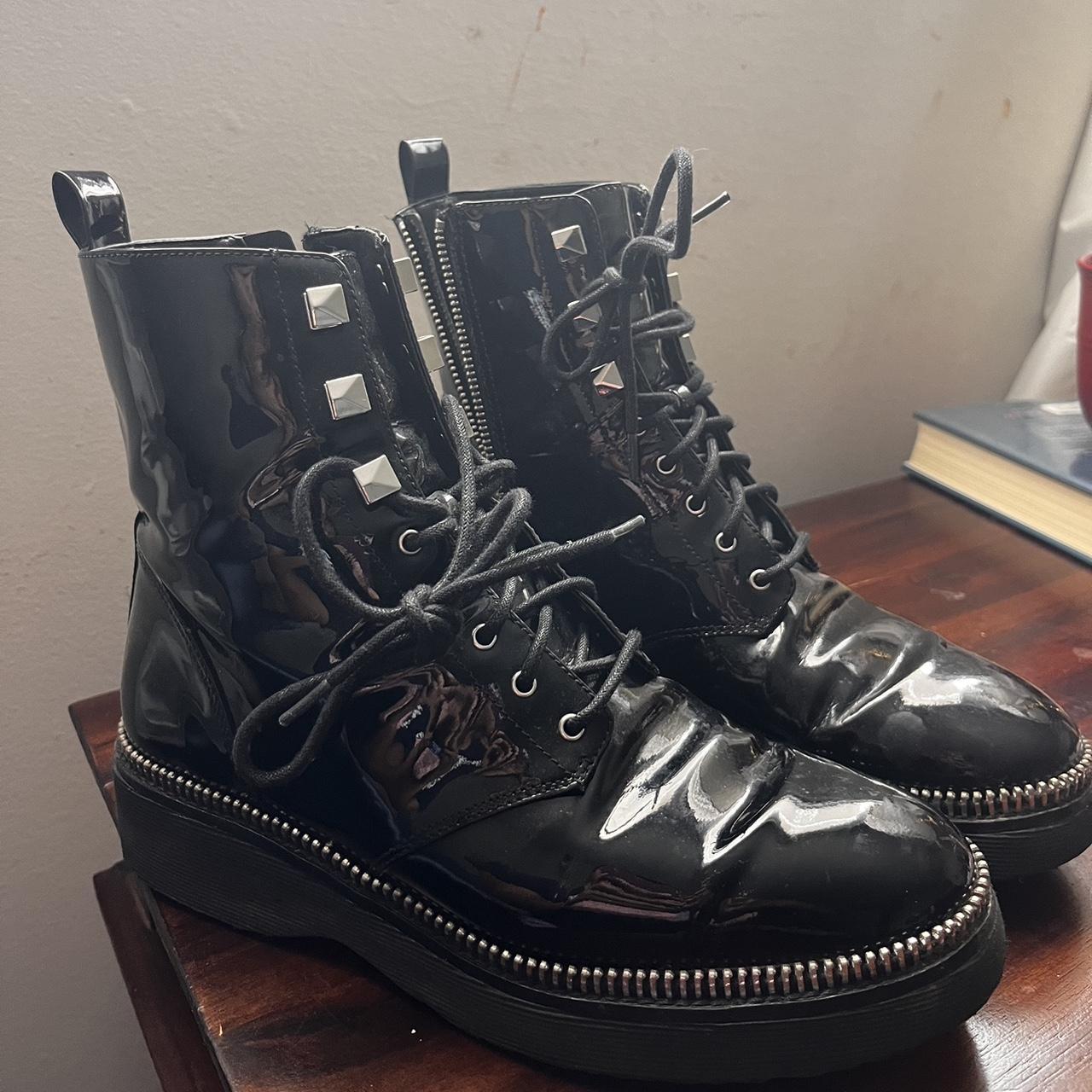 Michael Kors Haskell Combat Boots Black patent