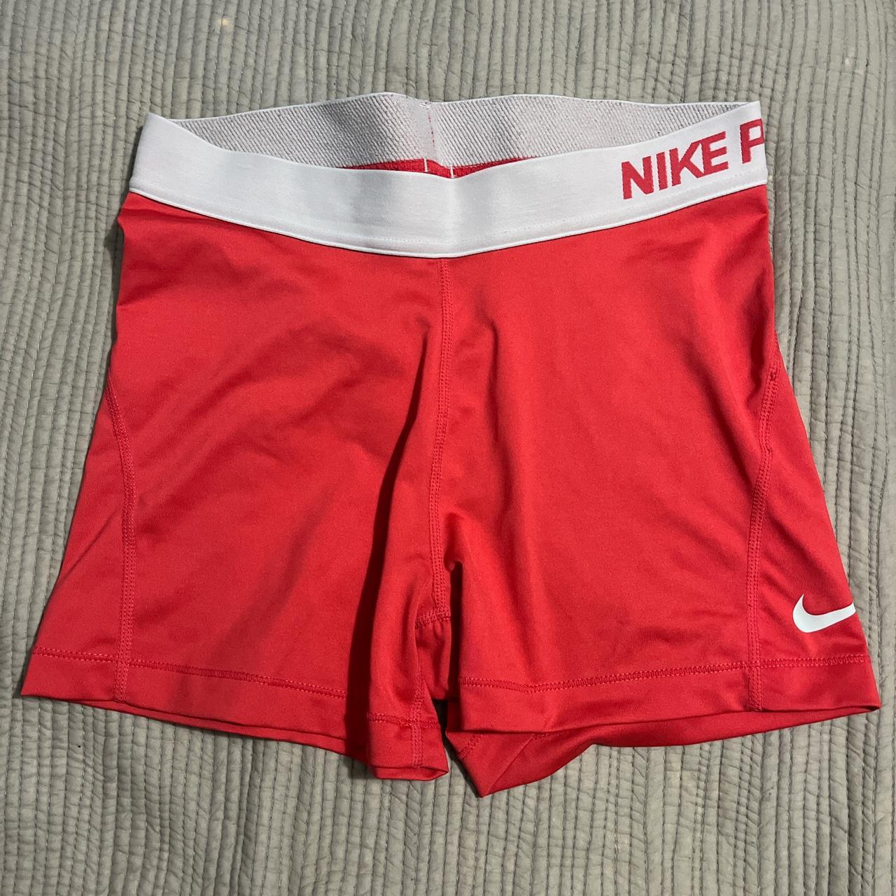 red nike pro spandex shorts
