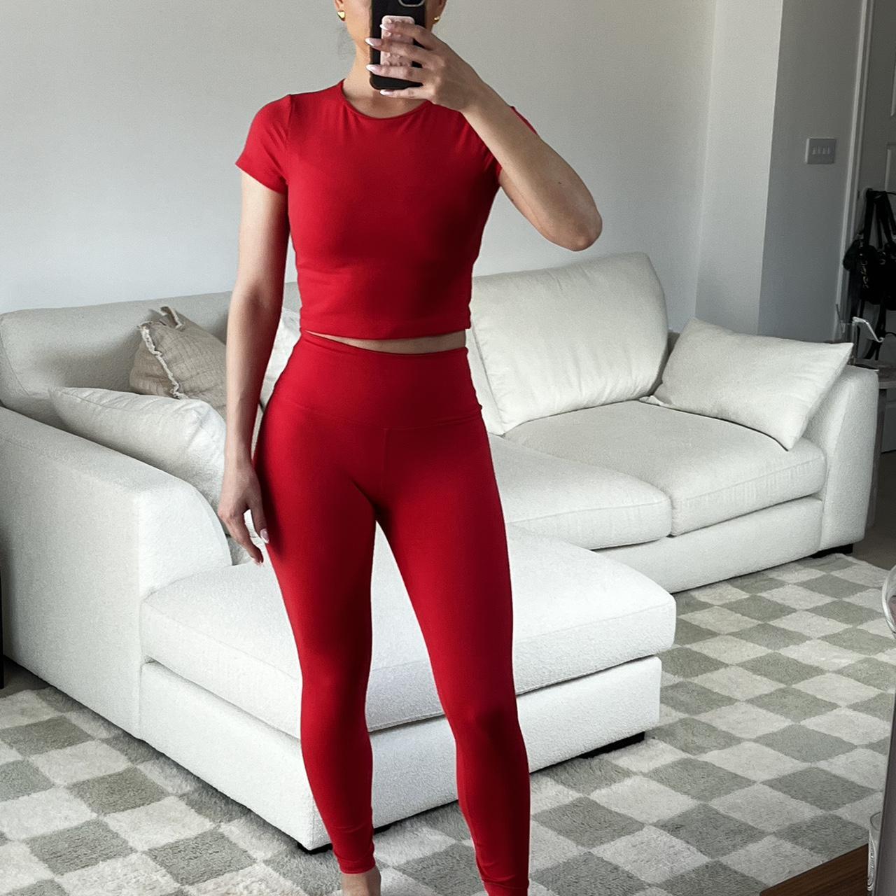 Gilly Hicks Red Legging and T-shirt Activewear Depop