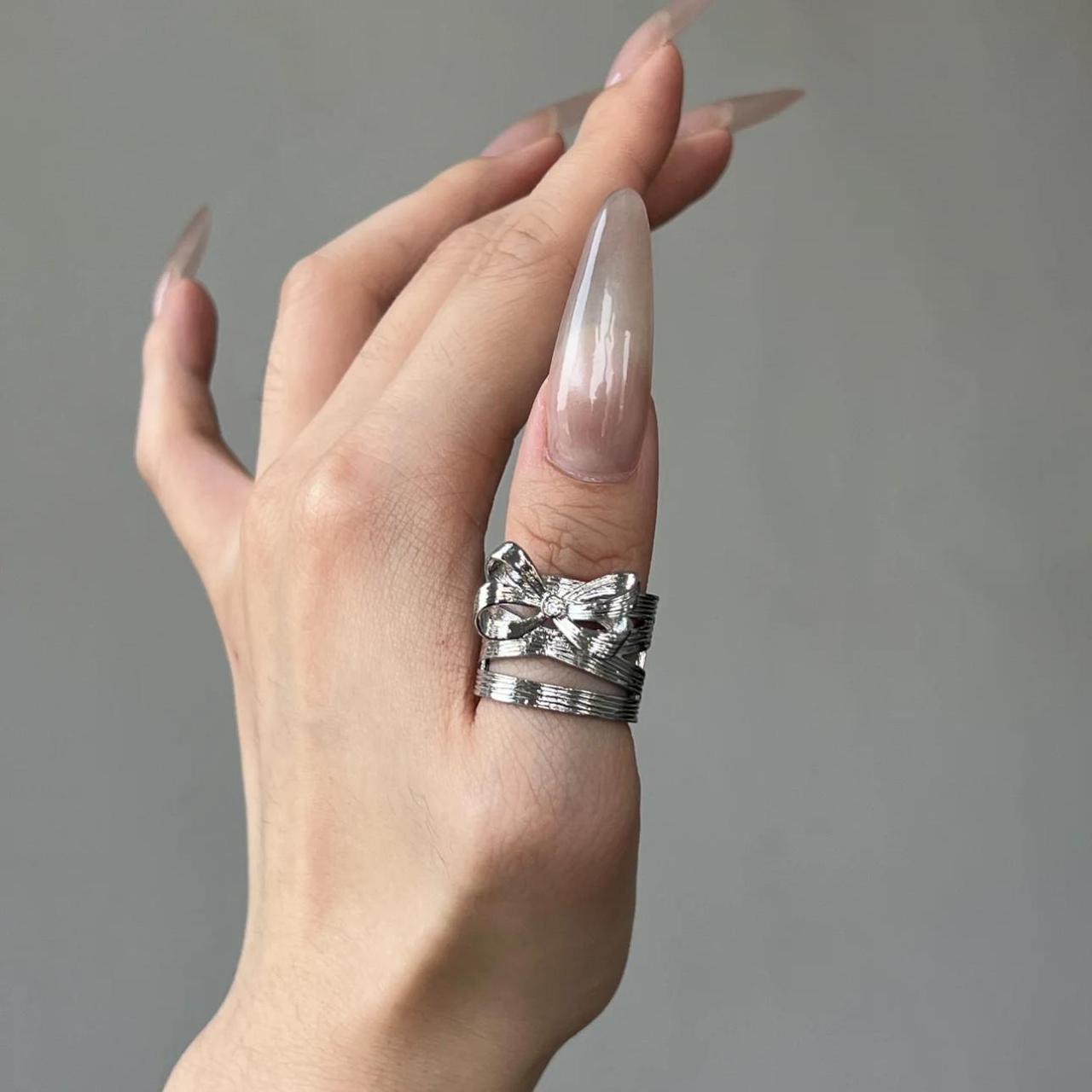 Women's Ring - Silver – Silver bow ring #silverri… - image 1