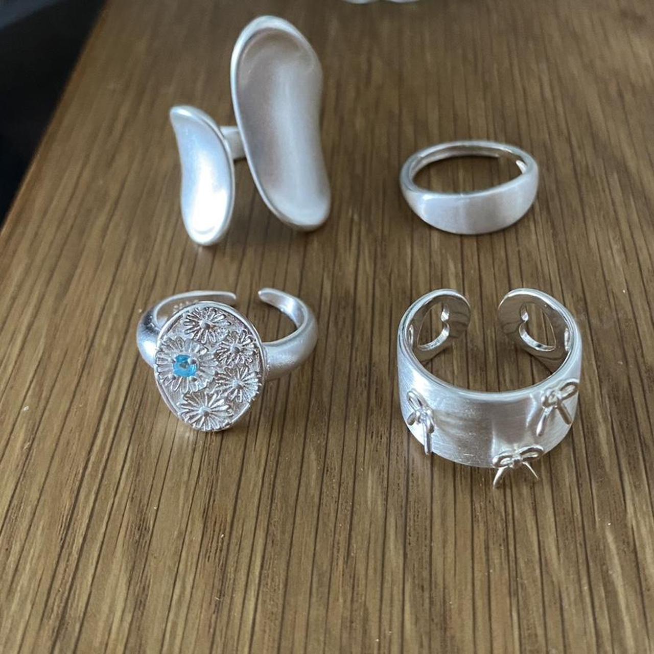 Women's Ring - Silver/White – Silver adjustable s… - image 6