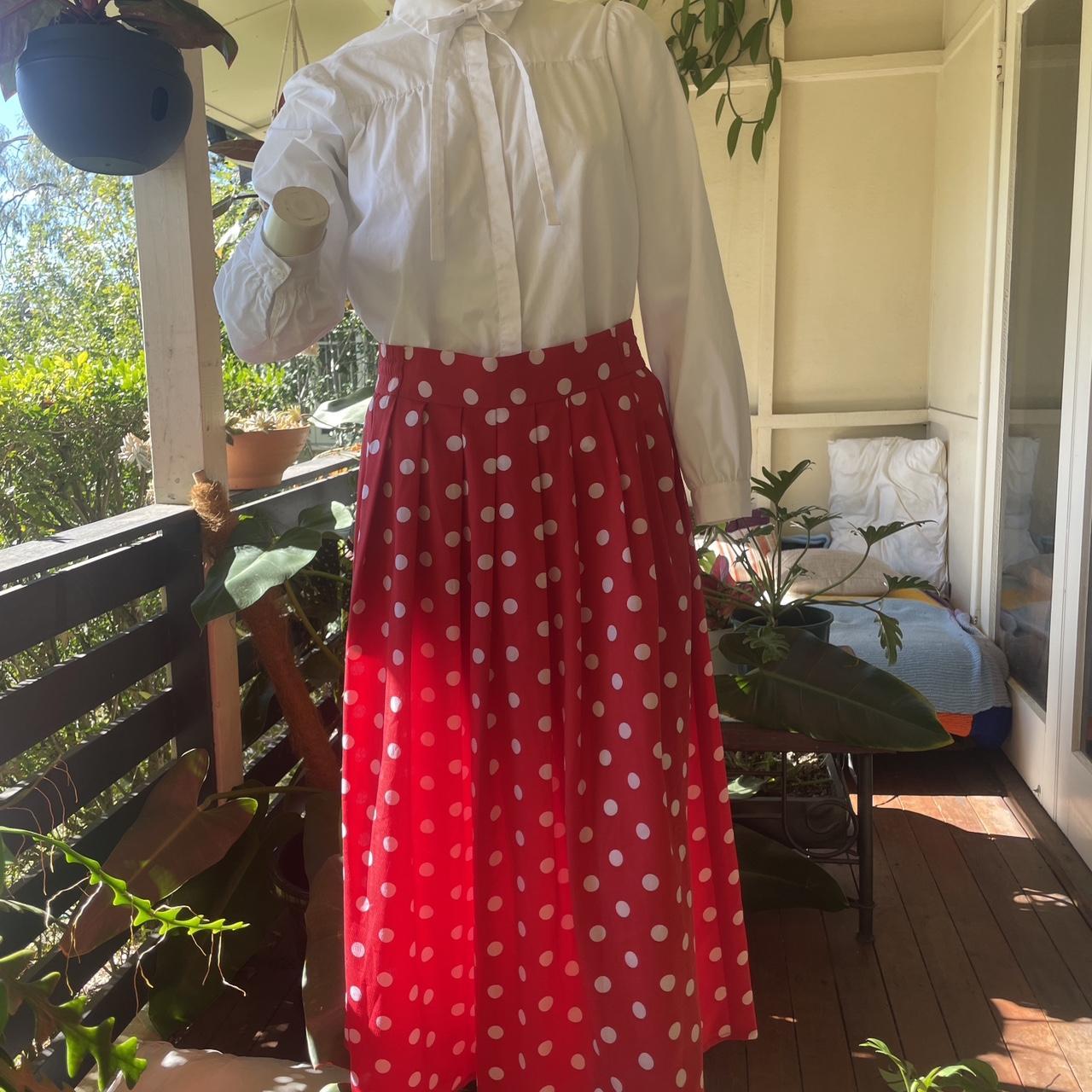 90s vintage red polka dot skirt with gentle. Depop