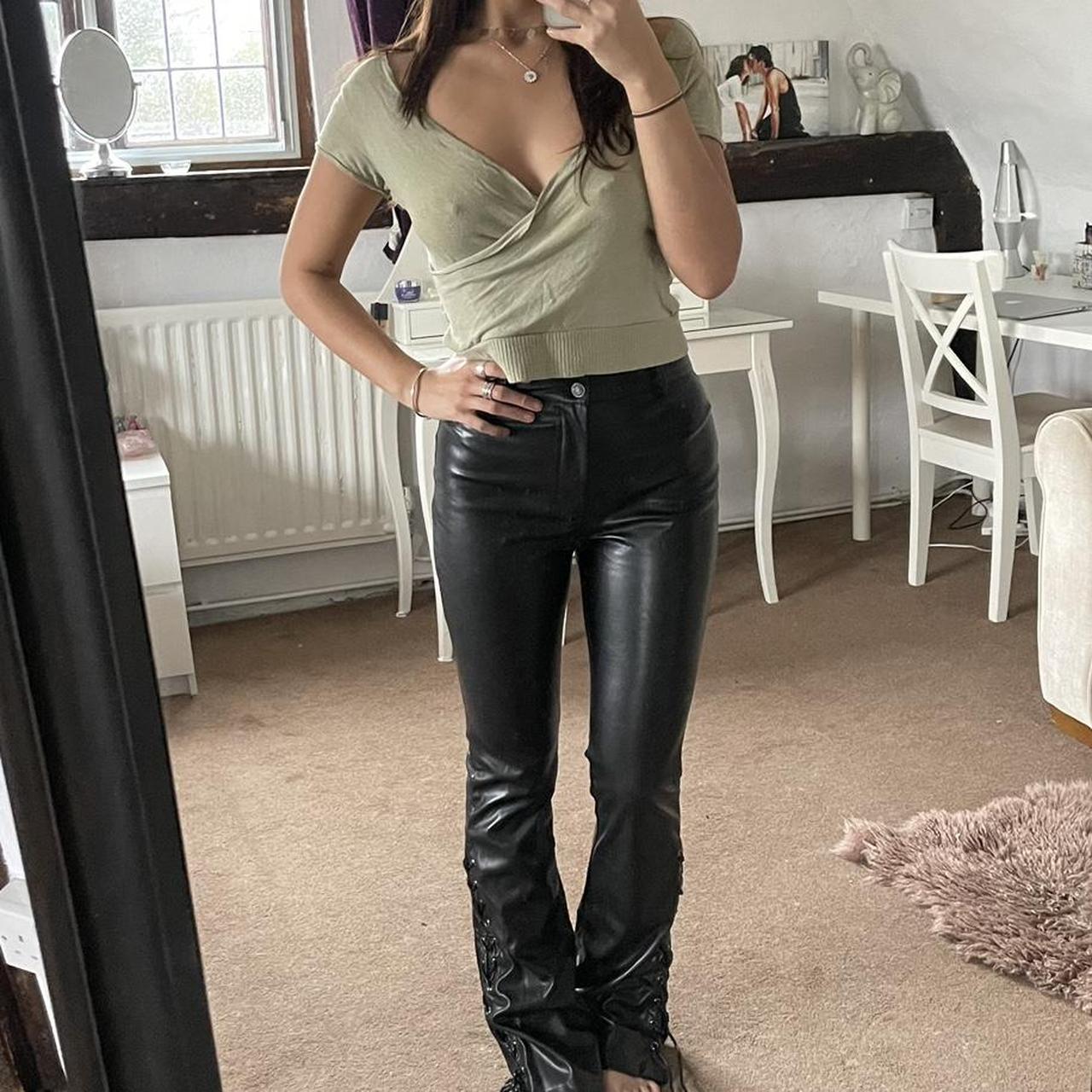 Motel leather pants with lace up detail XS So fit... Depop