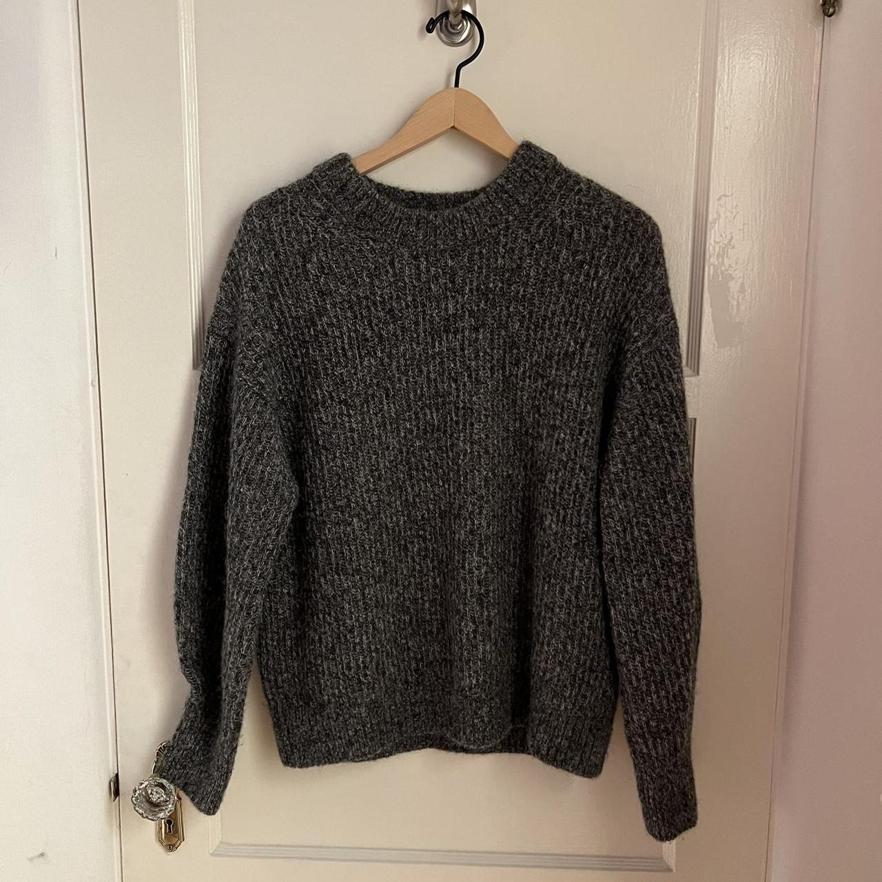 Everlane Alpaca Crew Sweater in dark heather gray.... - Depop