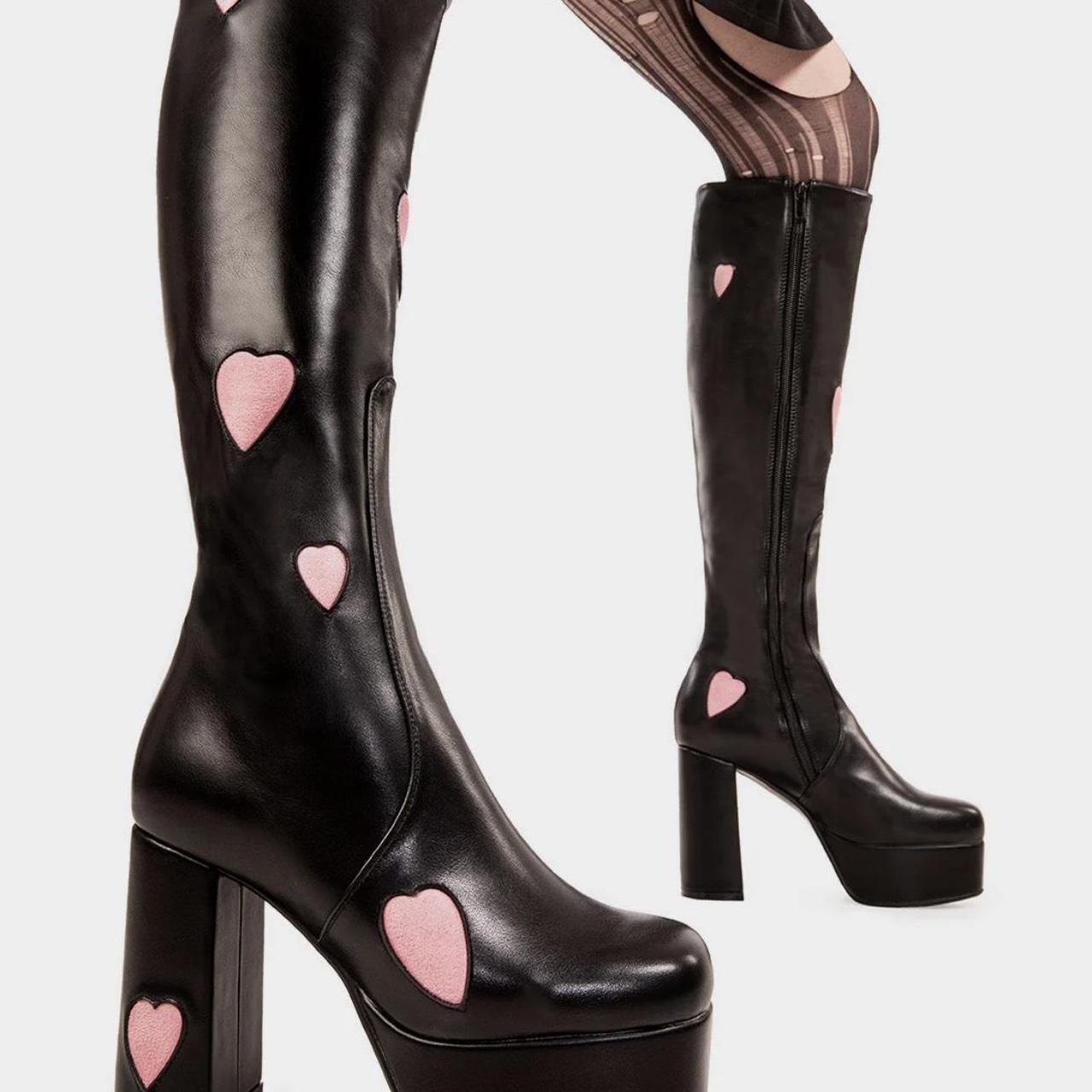 Knee High Platform GoGo Boots Black with Depop