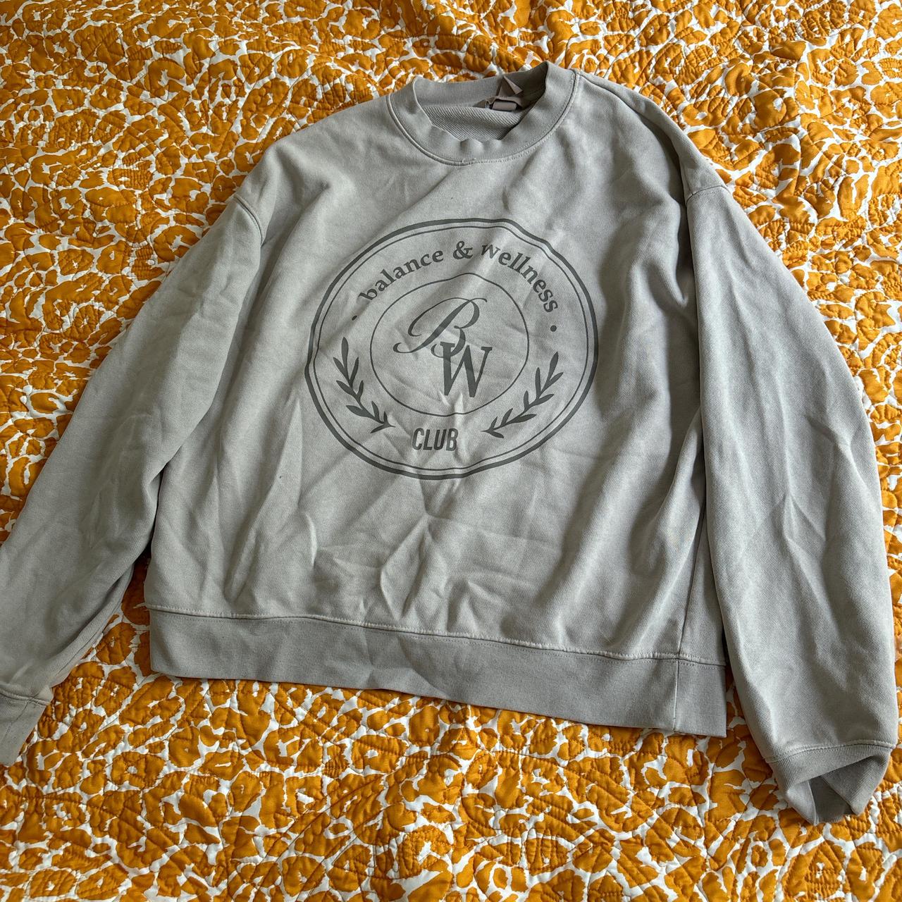 Balance Wellness Club grey brown sweatshirt runs. Depop