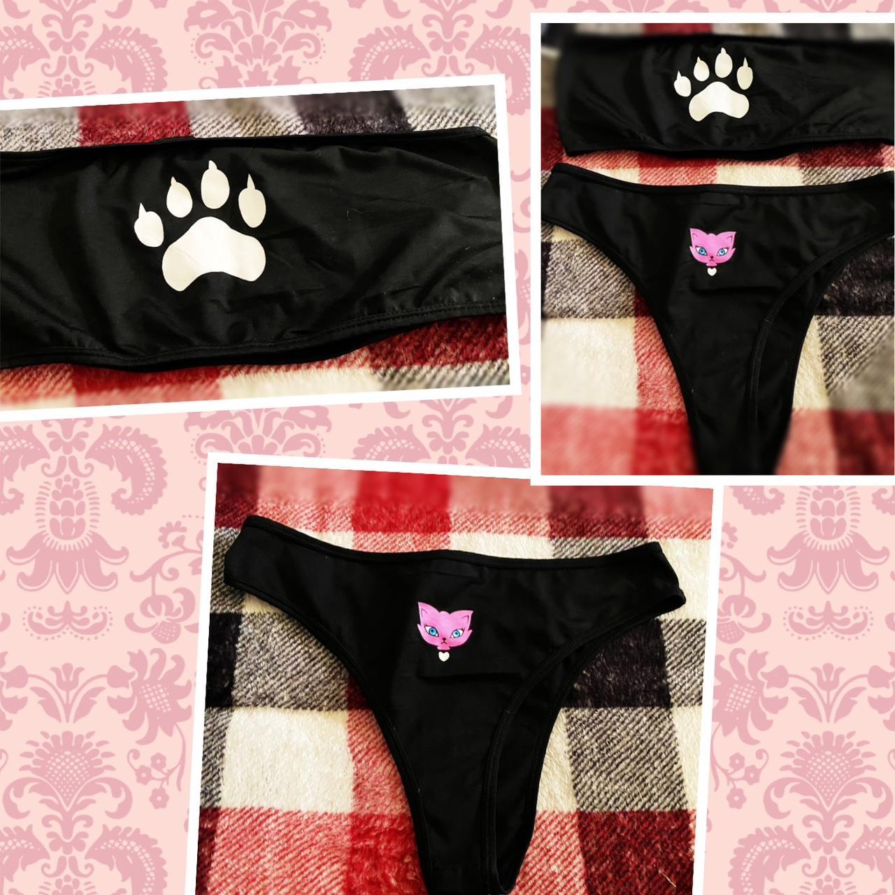 Cute little cat panties and cat paw top. Worn ONCE... - Depop