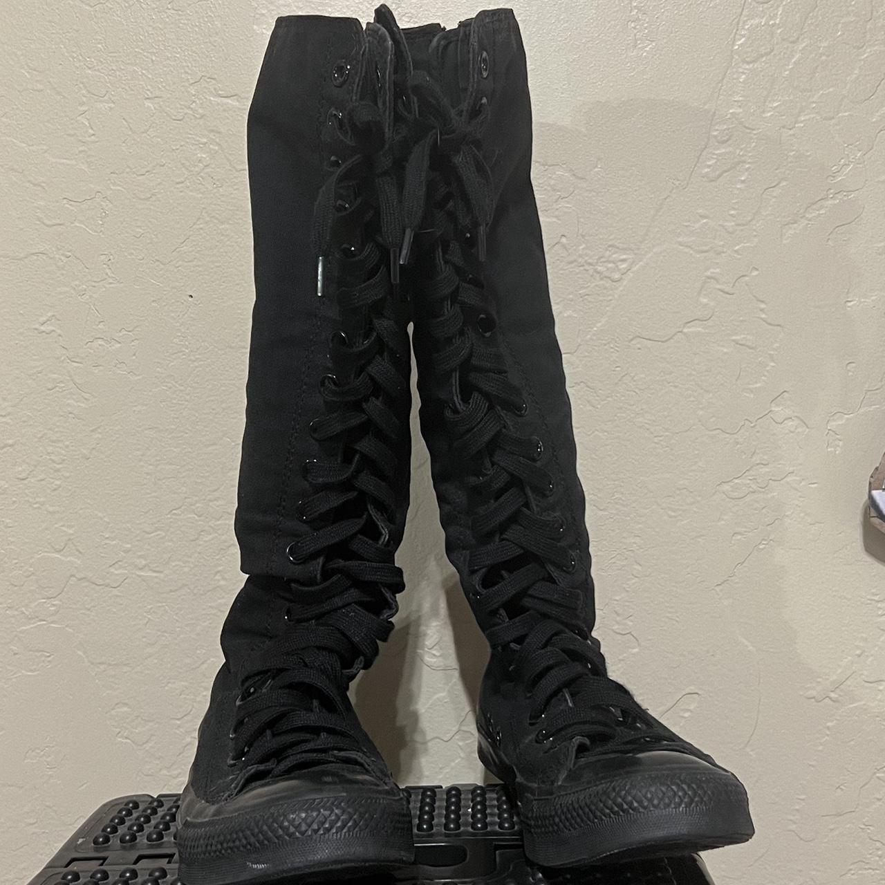 Original All Black Knee High Converse Size 6 Womens... - Depop