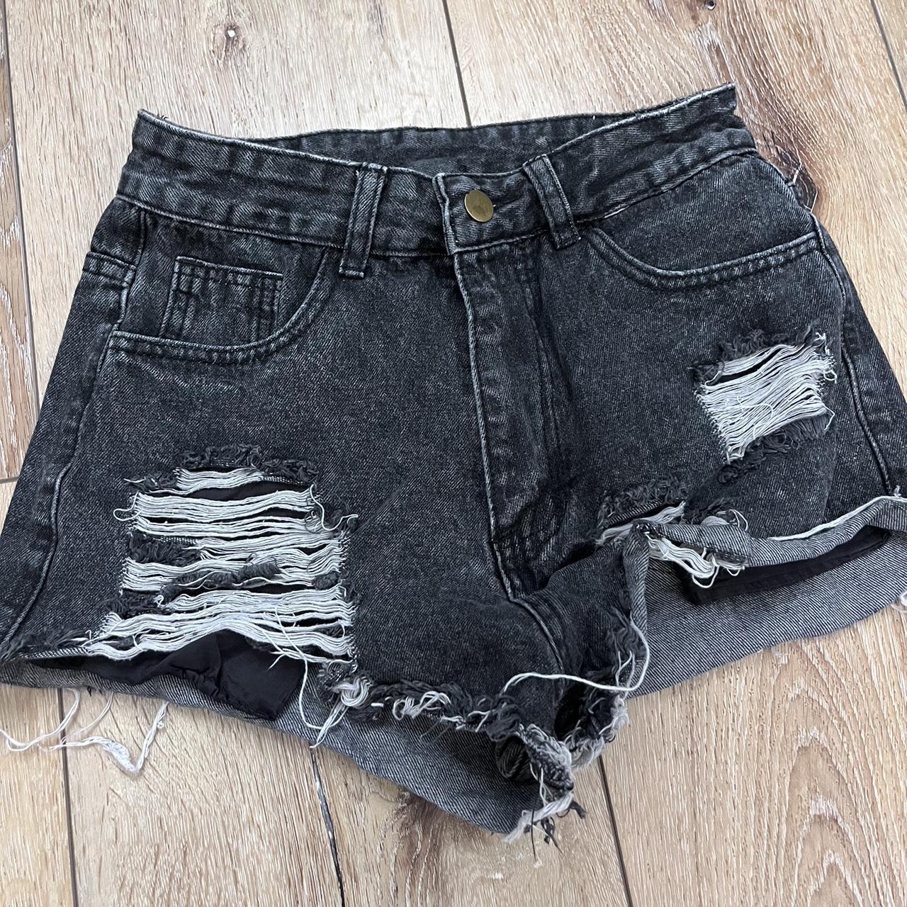 Ripped black shorts womens online