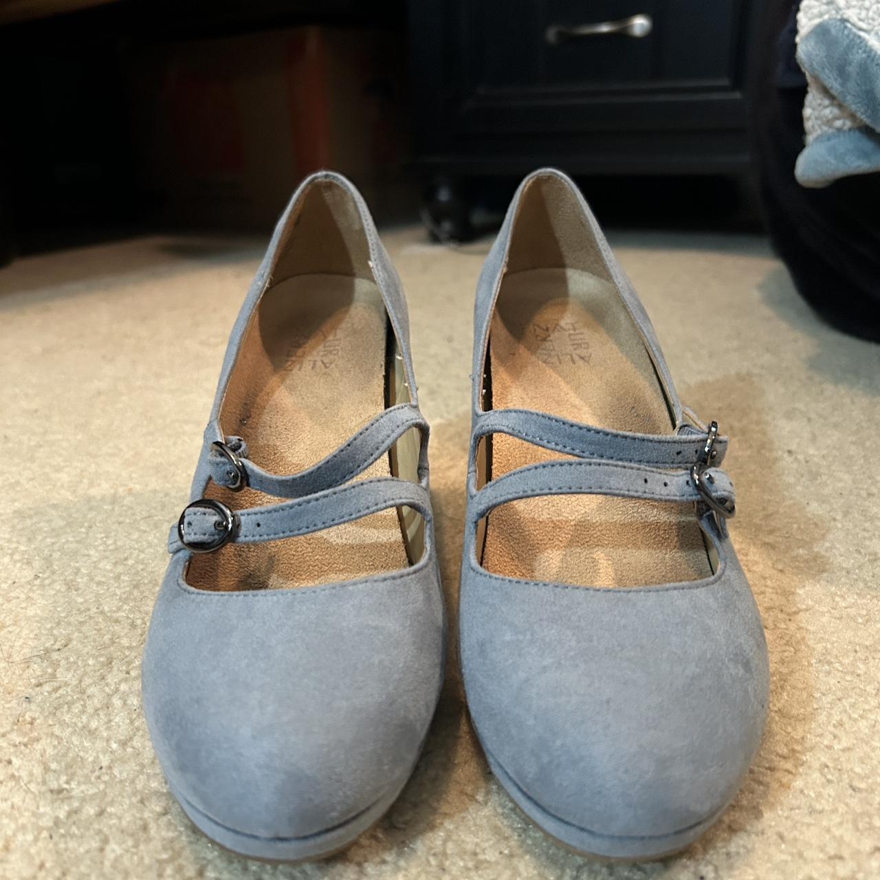 Naturalizer Blue suede Mary Jane heels #heels Depop