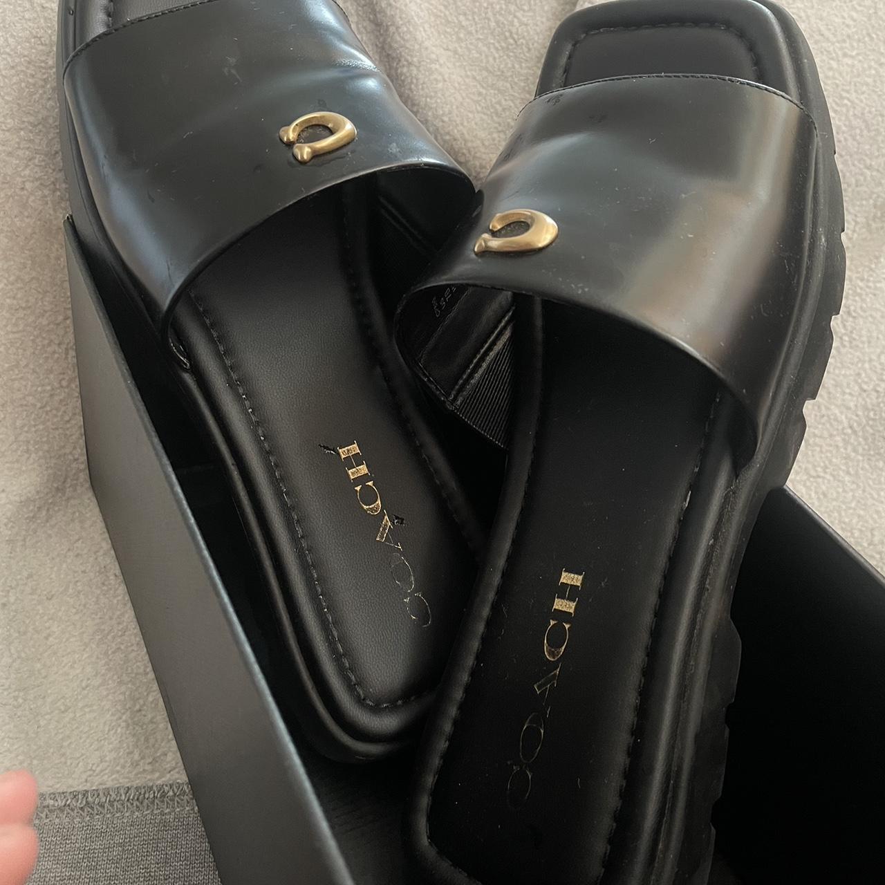 Florence Dark Brown Coach Sandals Coach Florence Sandal 7W, Worn