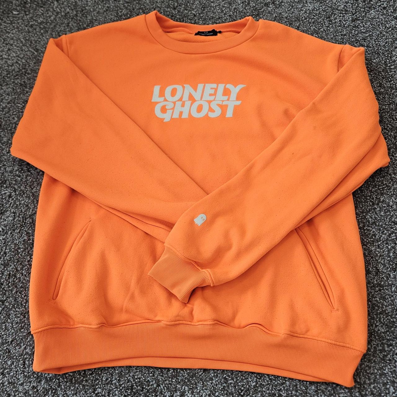 Neon orange large lonley ghost crewneck - Depop