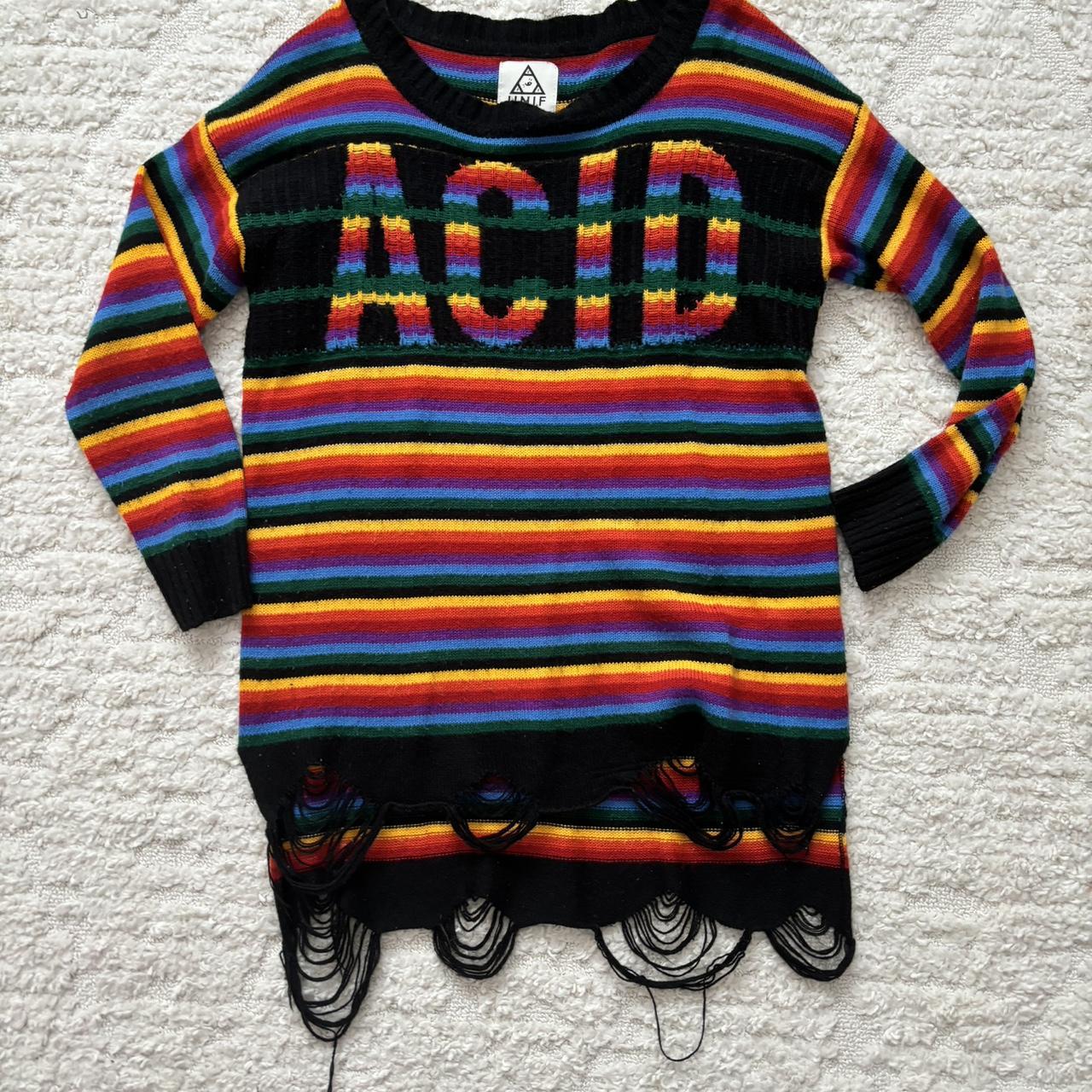 UNIF Acid cheapest Rainbow Sweater