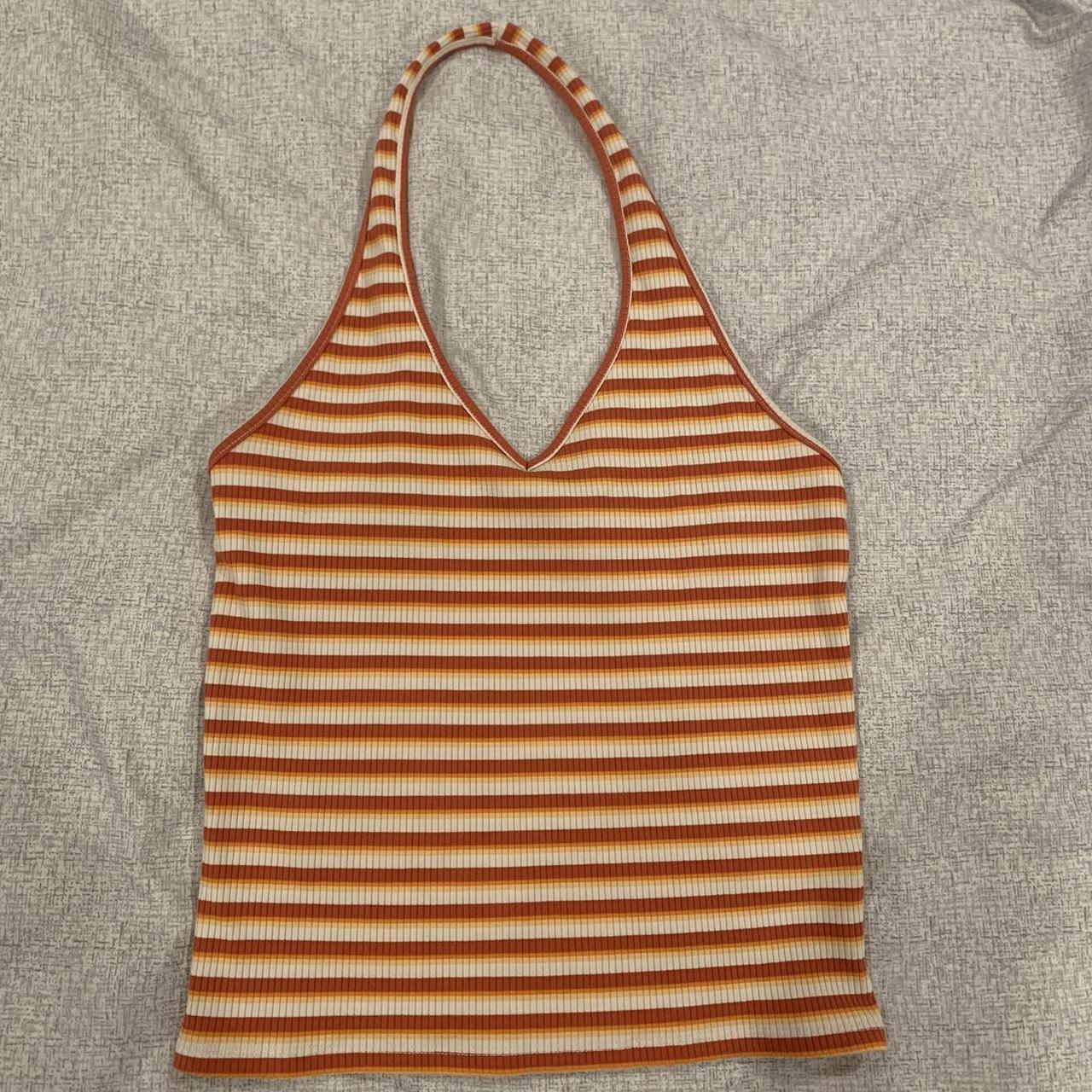 Women's good orange striped halter vest