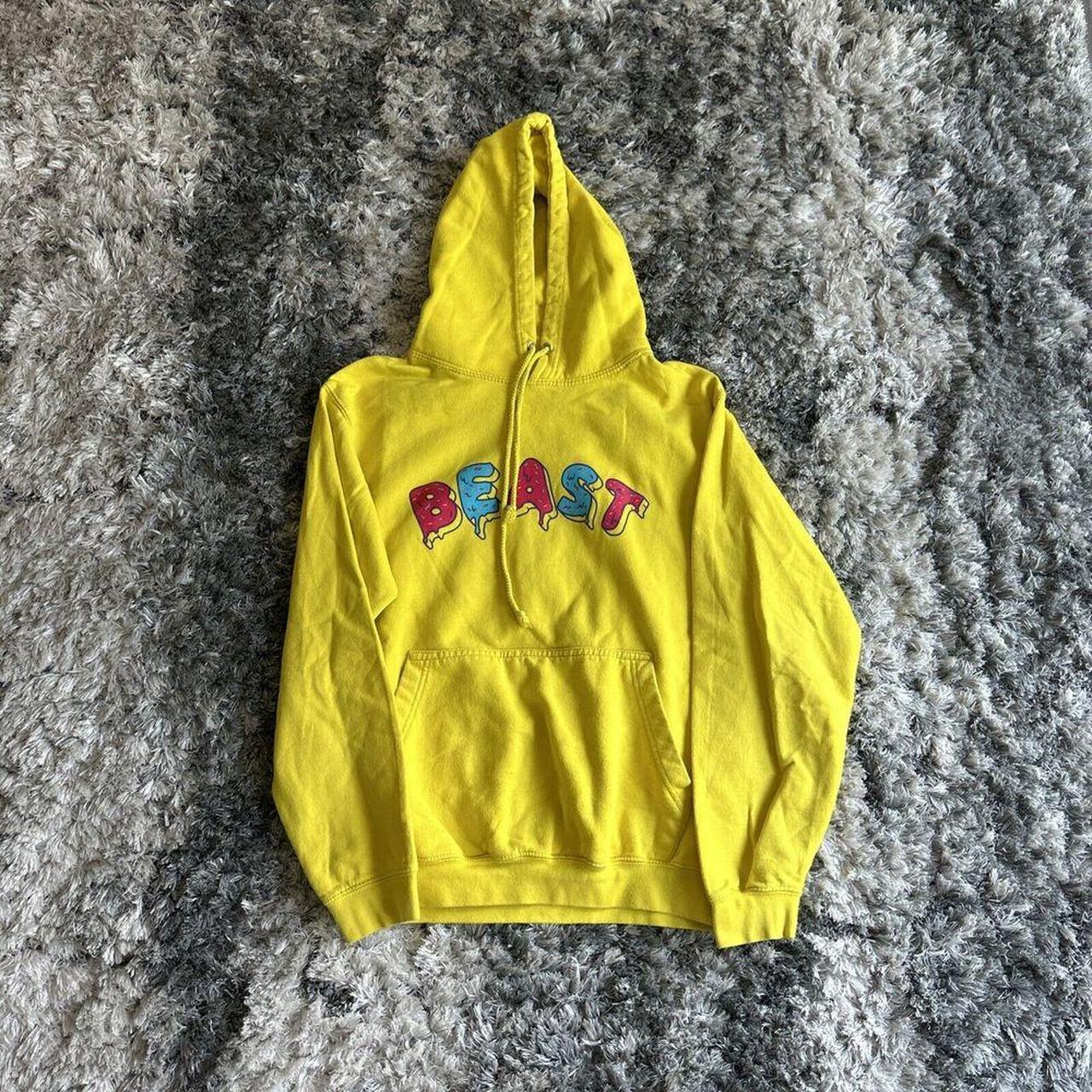 Mr Beast Frosted Donut Hoodie Mens Small Yellow. Depop