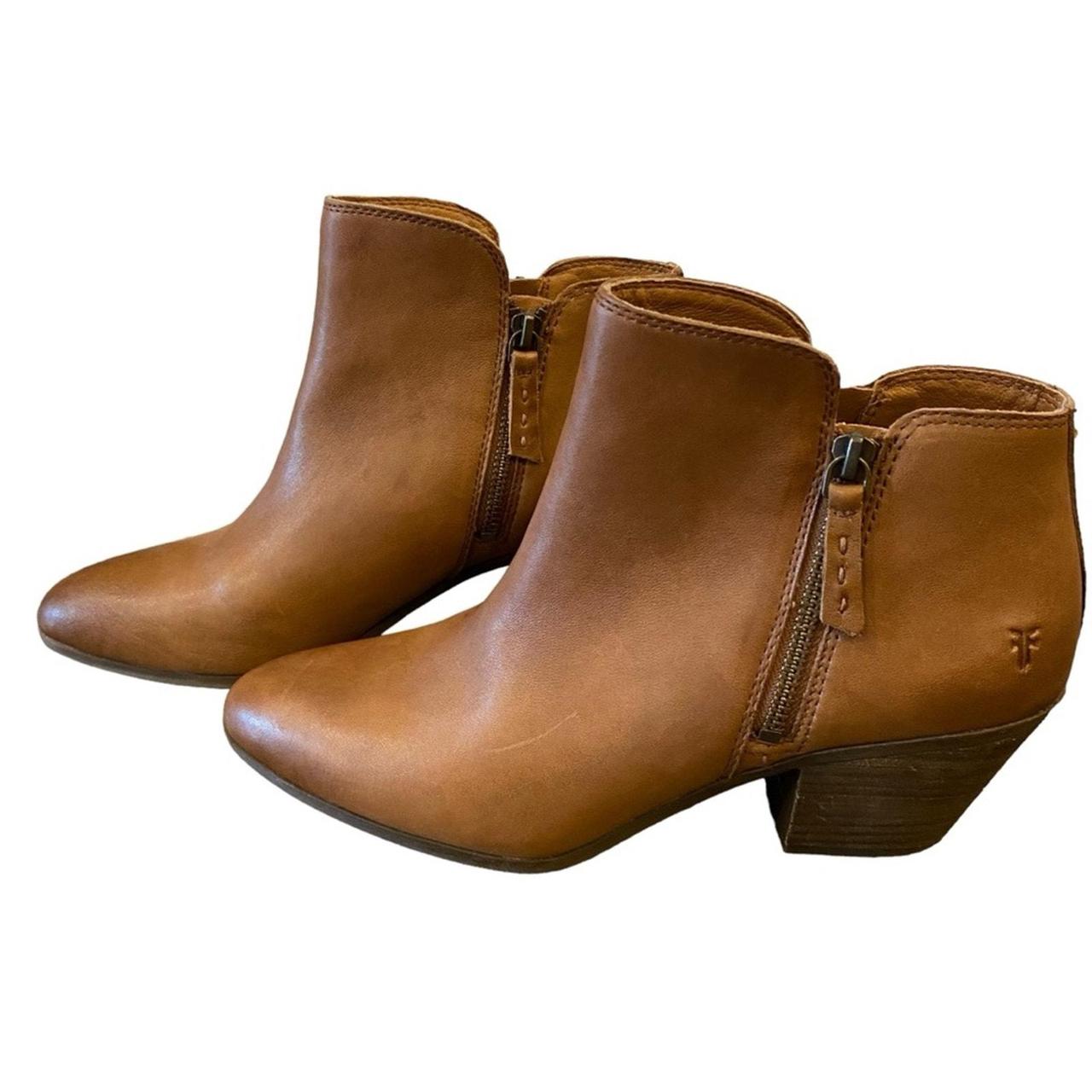 Leather Frye Judith Zip Bootie Cognac Frye Judith Double Zip