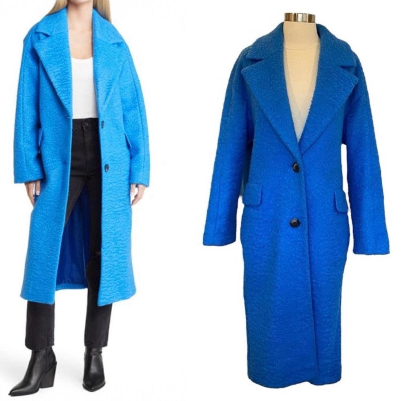 Topshop Oversized Longline Teddy Coat In Royal Depop