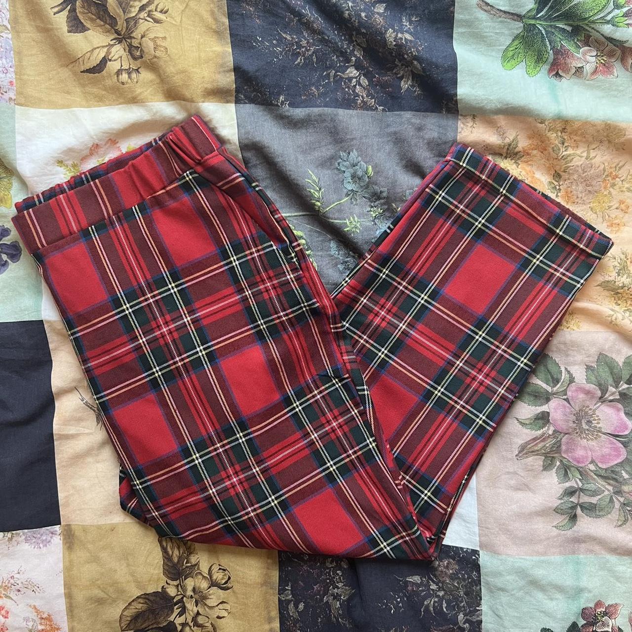 PRIMARK Y2K 00s grunge cropped red plaid tartan... - Depop