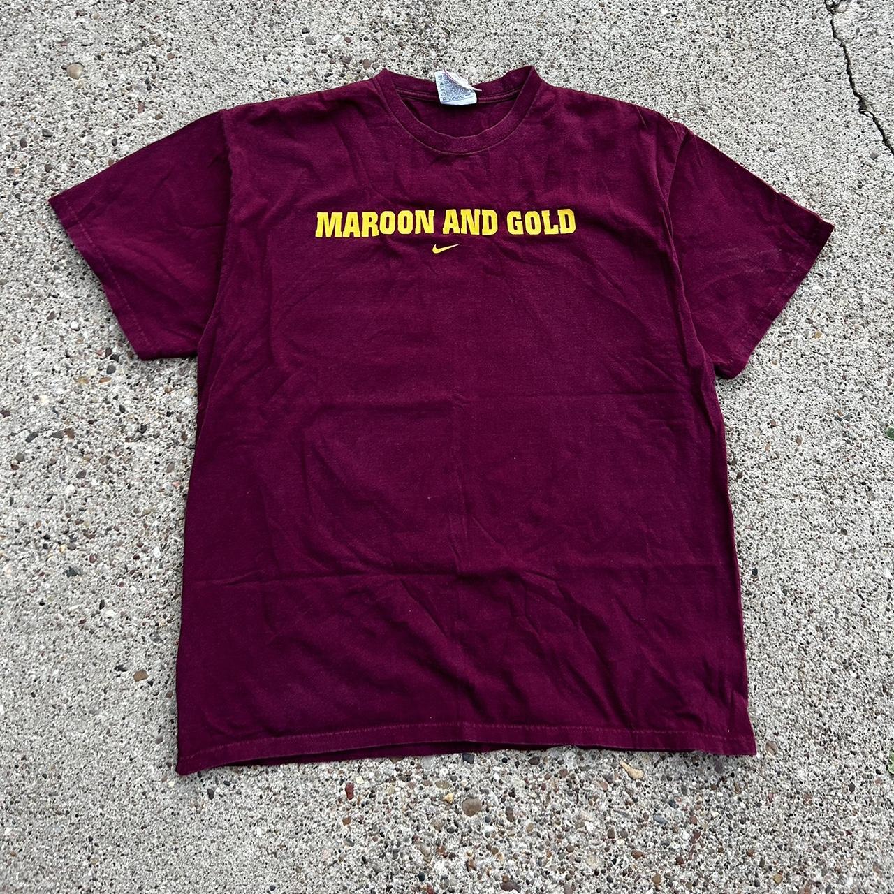 Burgundy and gold nike shirt hotsell