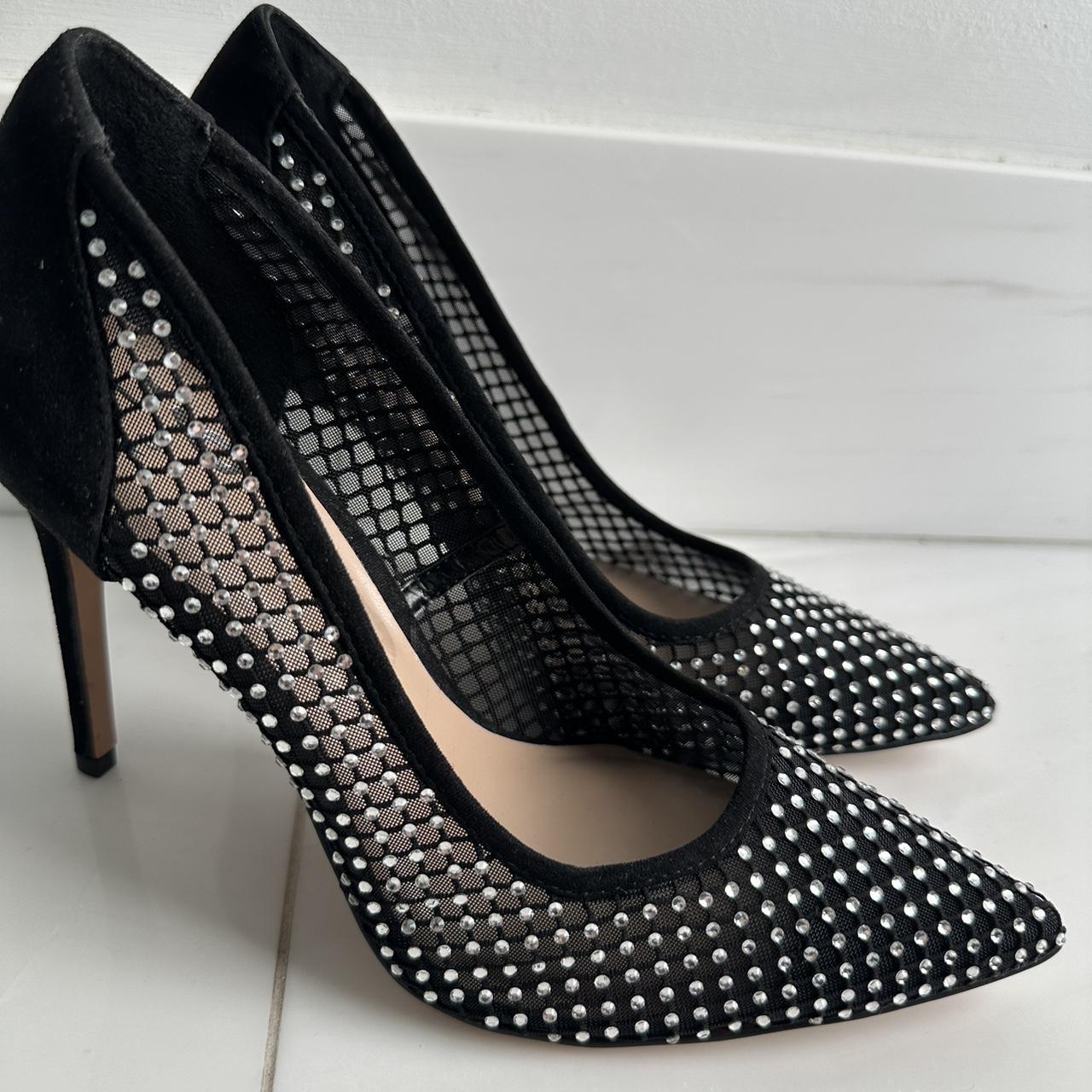 black mesh heels with gems Depop