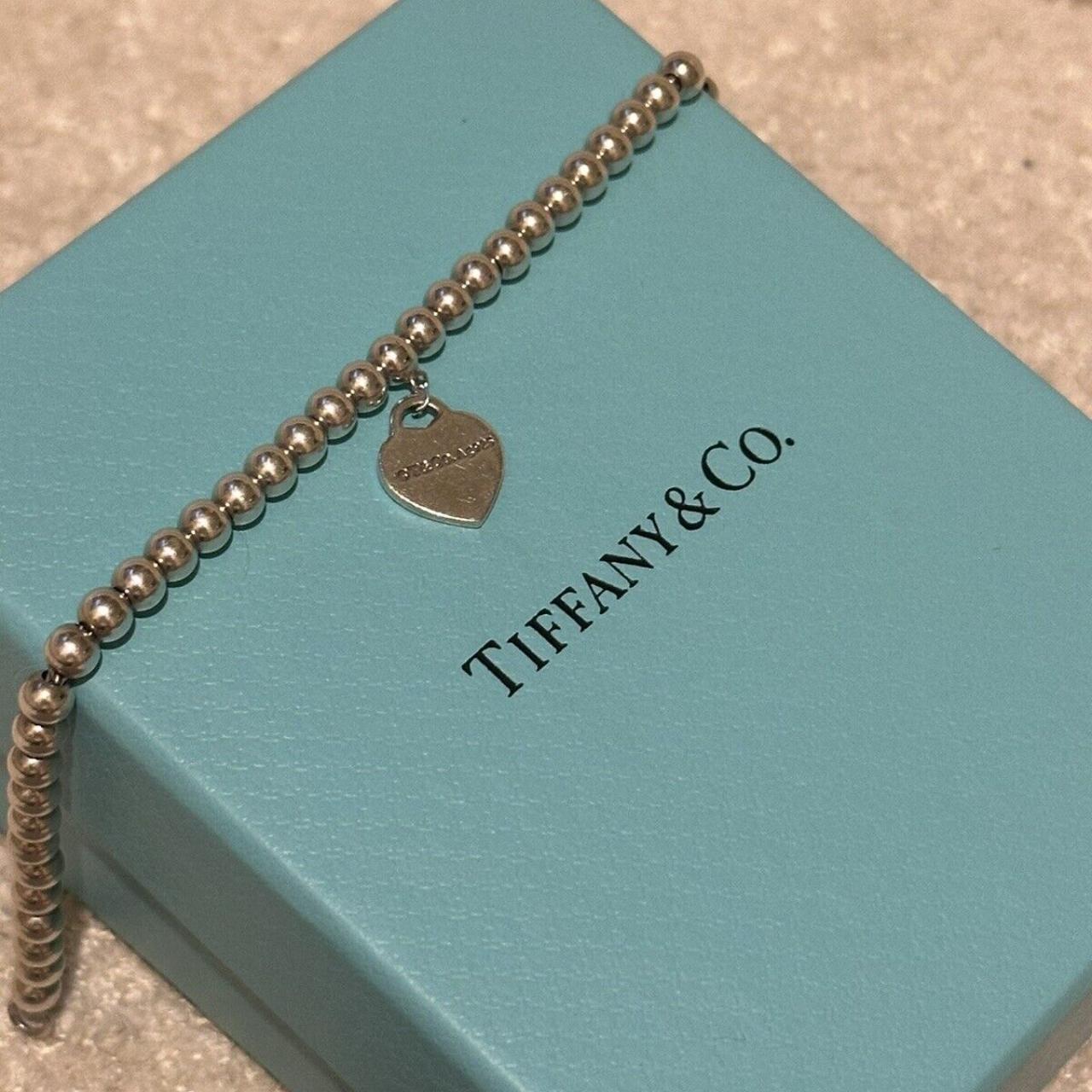 USED Tiffany Heart Tag Bead Bracelet with Box Depop