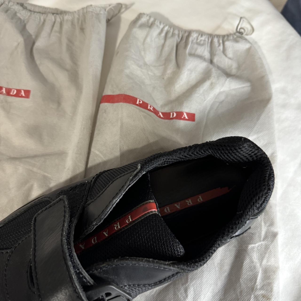 Vintage Black leather Prada sneakers with velcro | Depop