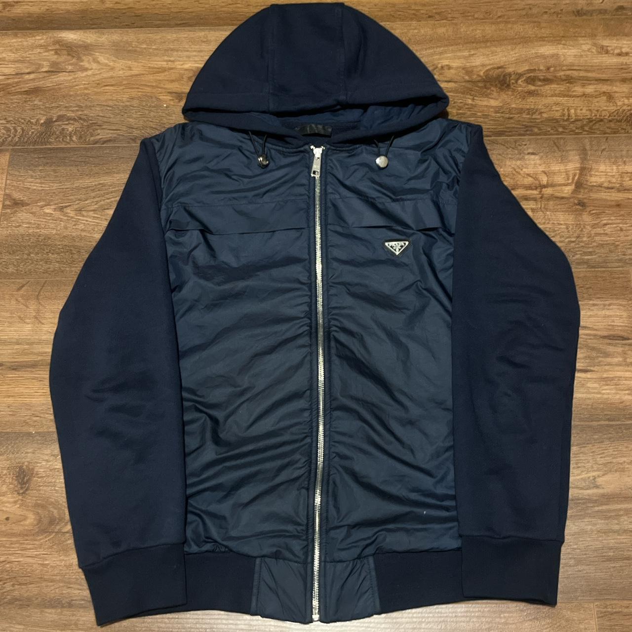 Authentic Prada navy zip up hoodie Good overall | Depop