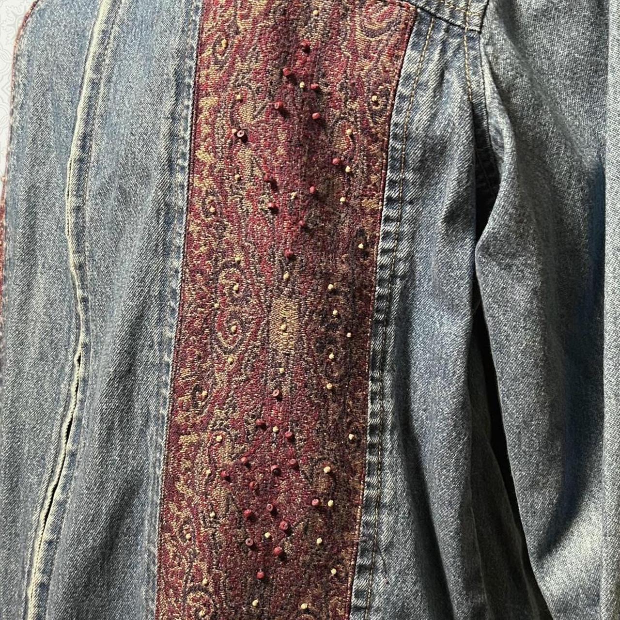 Women's Jacket - Blue/Multi - M – ꧁ patchwork den… - image 3