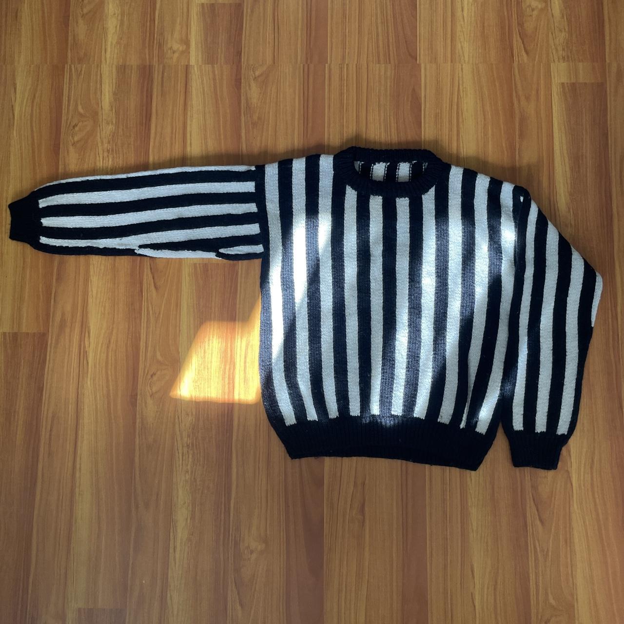 Chunky oversized black and white striped... - Depop
