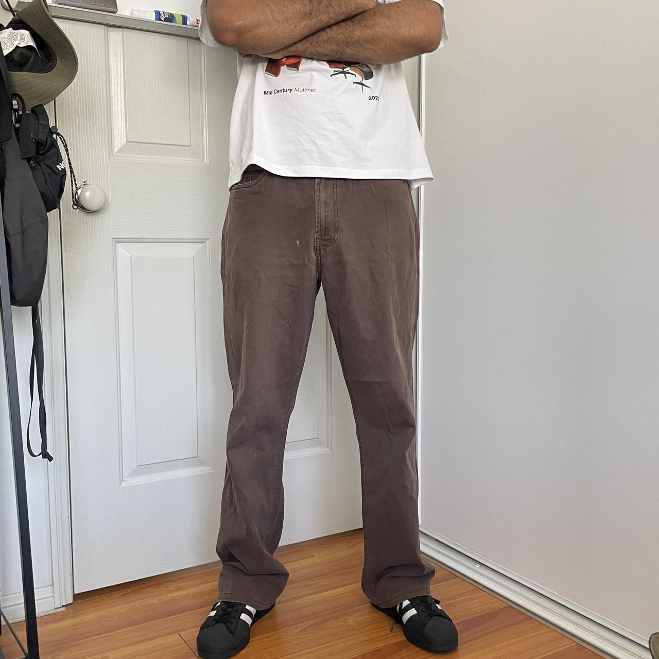 Brown straight leg pants trousers. Size... Depop